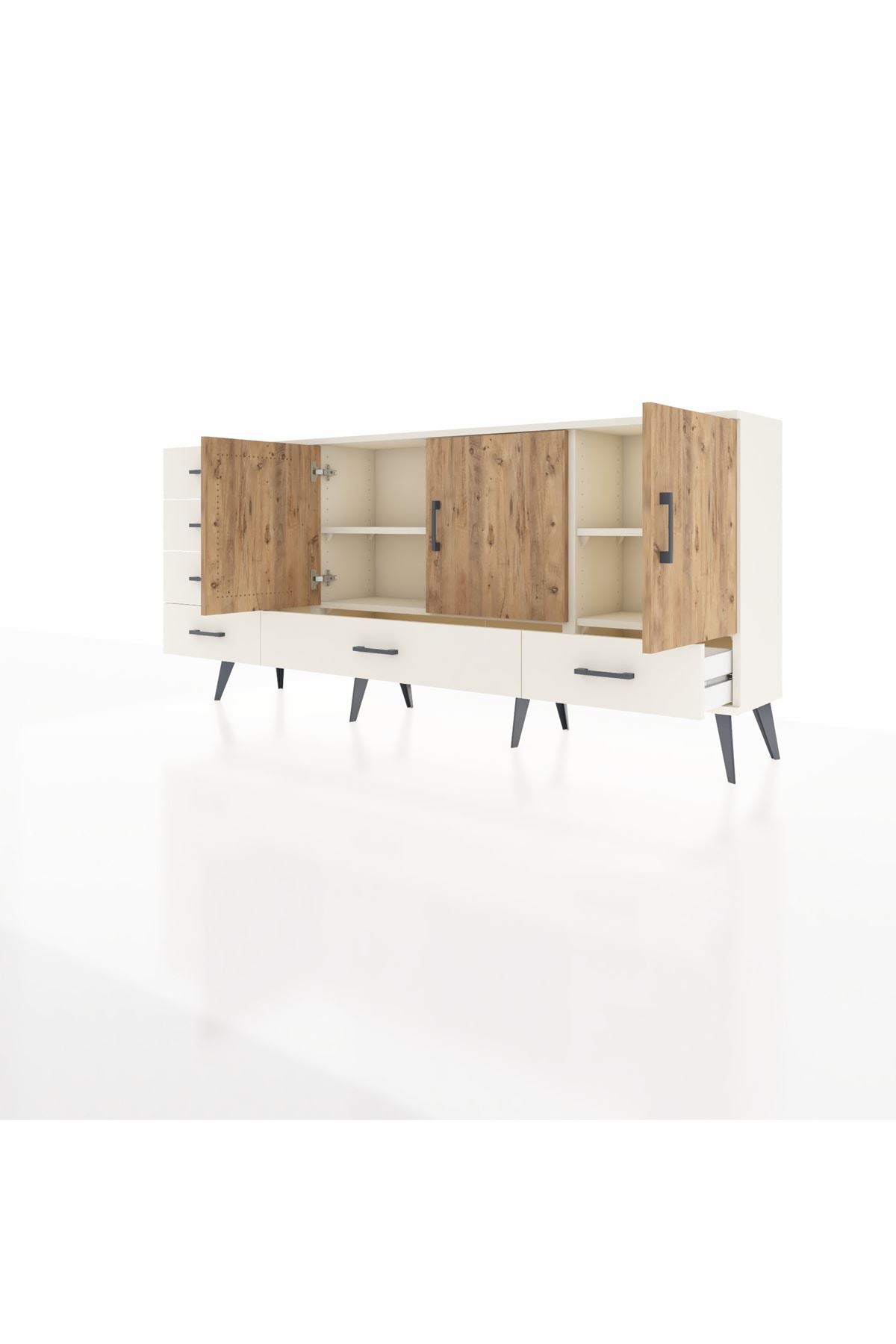 Arges Konsol 4 Raflı 6 Çekmeceli 3 Kapaklı 176x30x83 - S148M033V01A