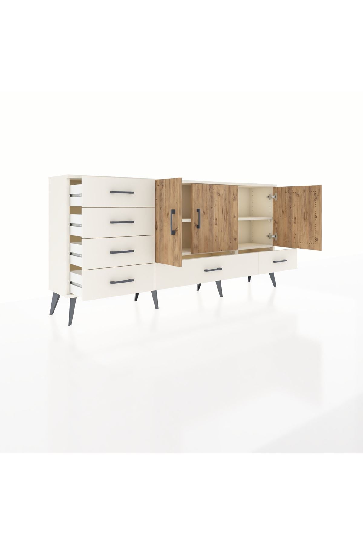 Arges Konsol 4 Raflı 6 Çekmeceli 3 Kapaklı 176x30x83 - S148M033V01A