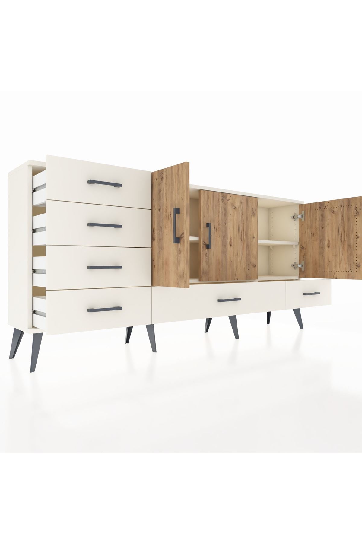 Arges Konsol 4 Raflı 6 Çekmeceli 3 Kapaklı 176x30x83 - S148M033V01A