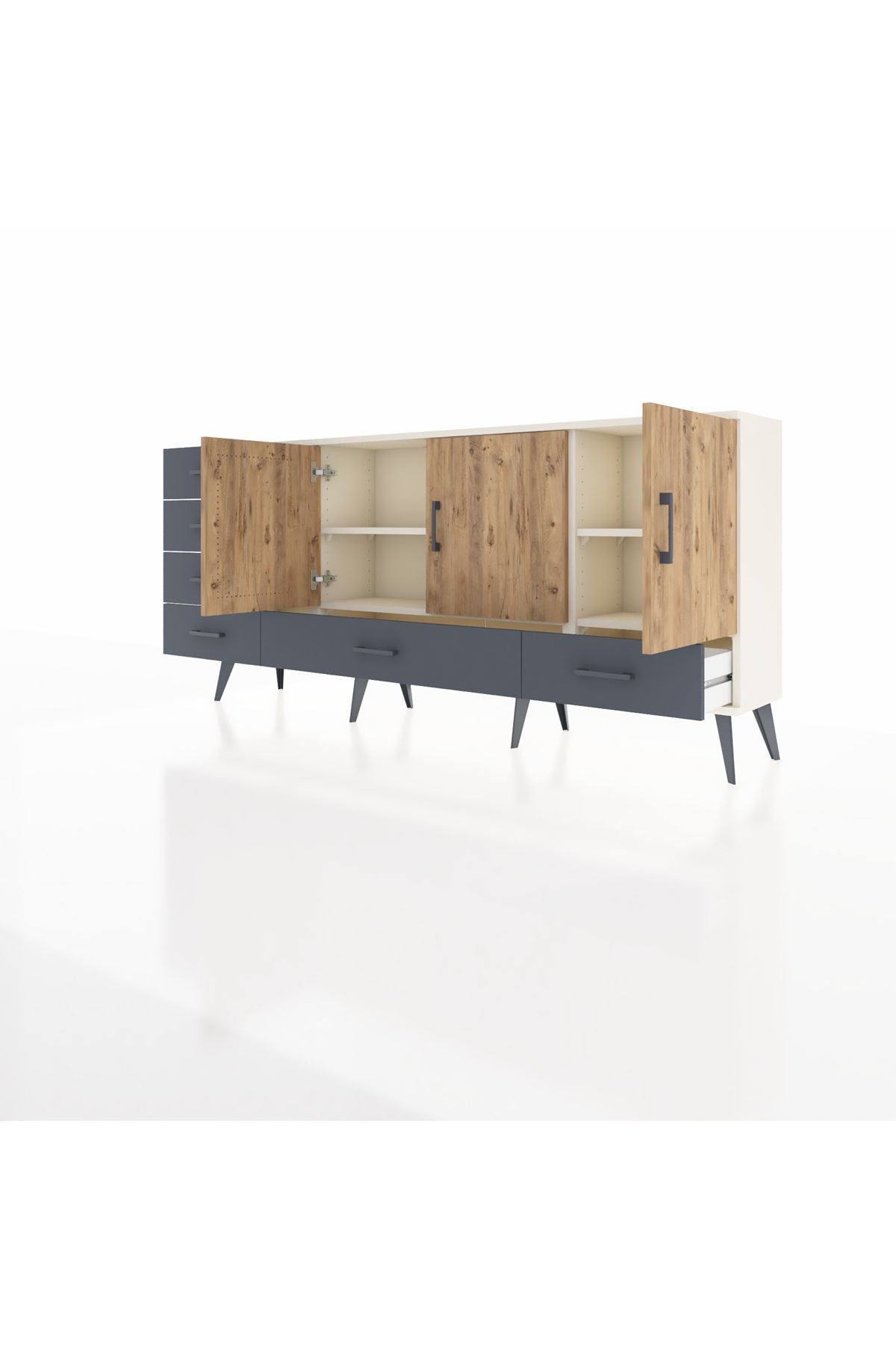 Arges Konsol 4 Raflı 6 Çekmeceli 3 Kapaklı 176x30x83 - S148M033V02A