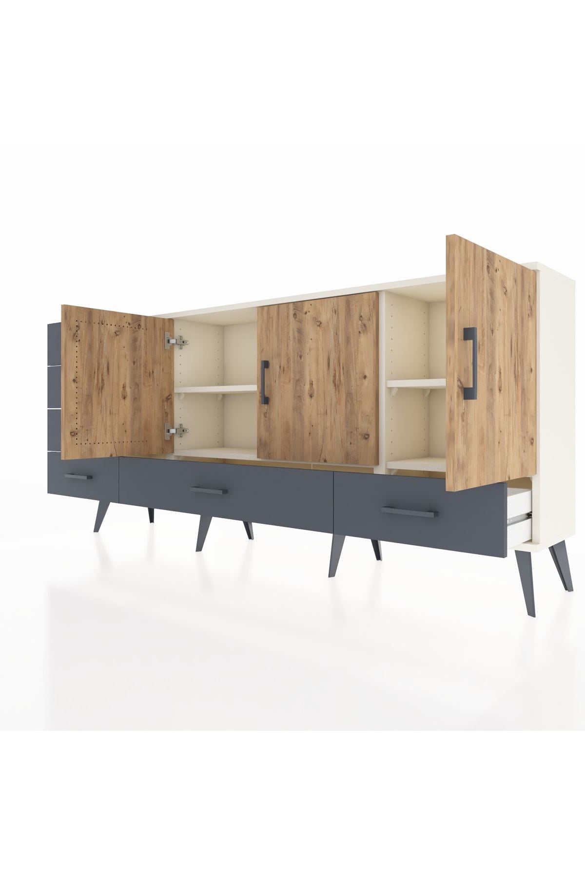 Arges Konsol 4 Raflı 6 Çekmeceli 3 Kapaklı 176x30x83 - S148M033V02A