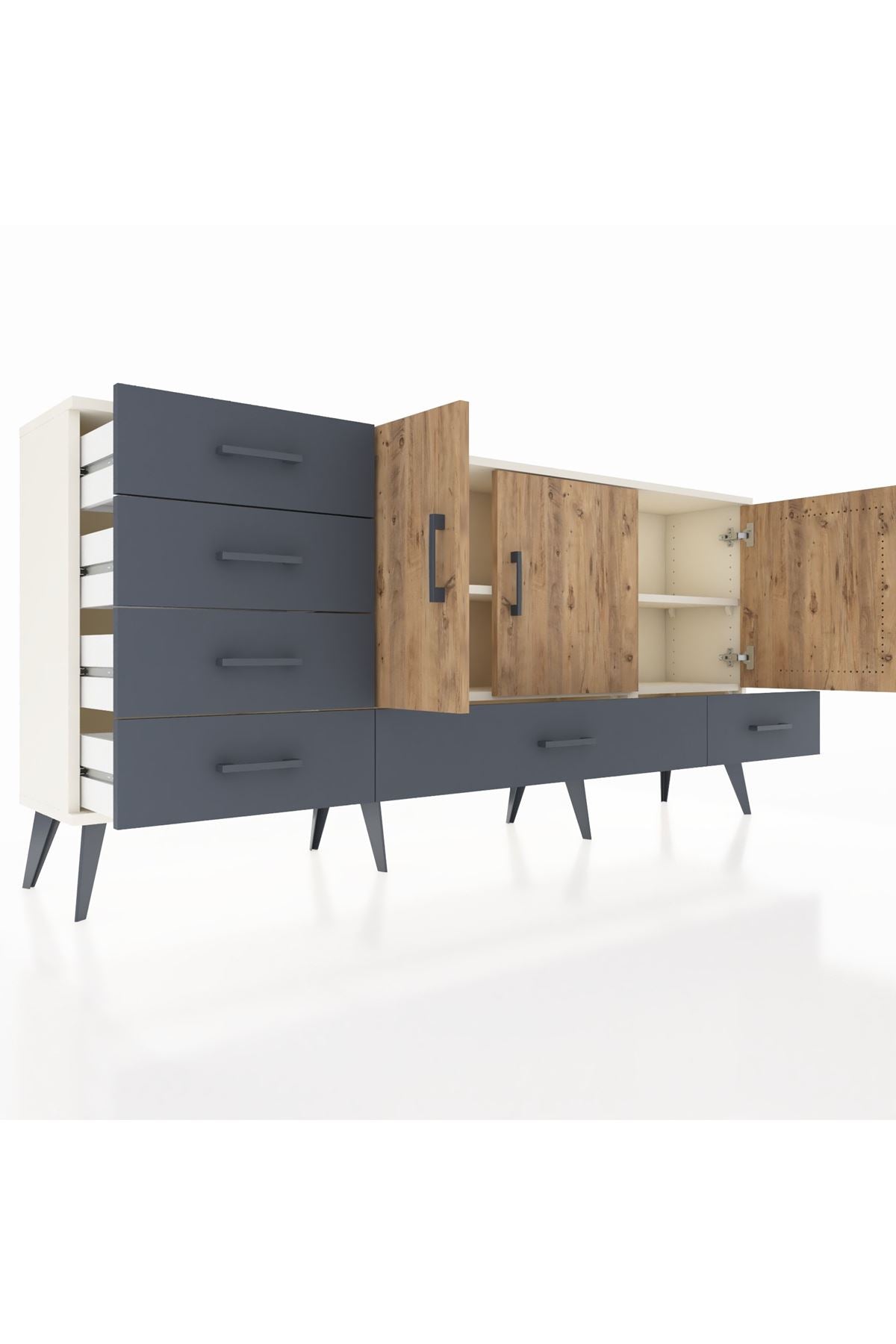 Arges Konsol 4 Raflı 6 Çekmeceli 3 Kapaklı 176x30x83 - S148M033V02A