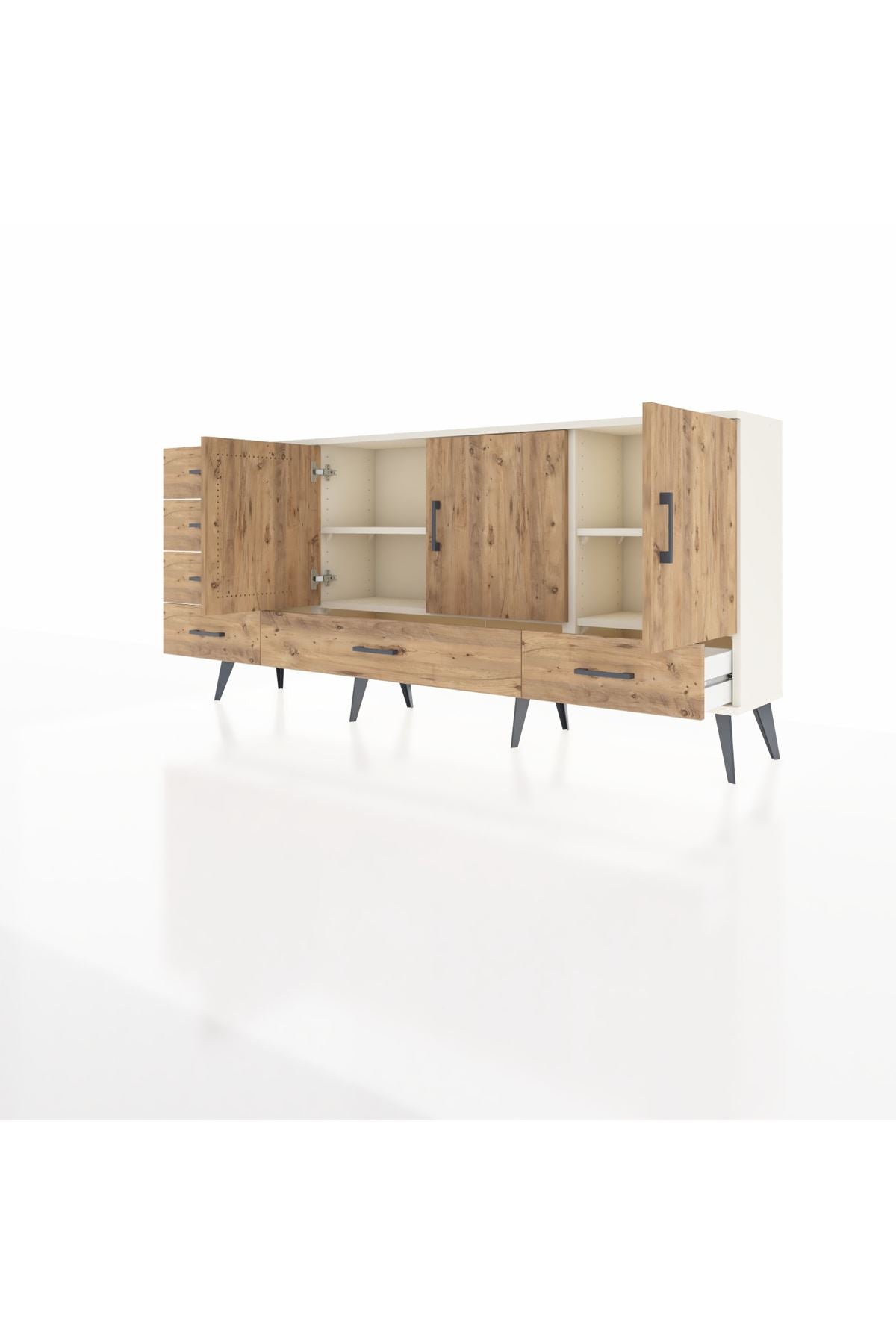 Arges Konsol 4 Raflı 6 Çekmeceli 3 Kapaklı 176x30x83 - S148M033V03A