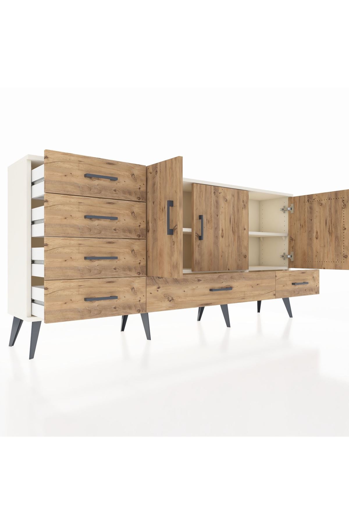 Arges Konsol 4 Raflı 6 Çekmeceli 3 Kapaklı 176x30x83 - S148M033V03A