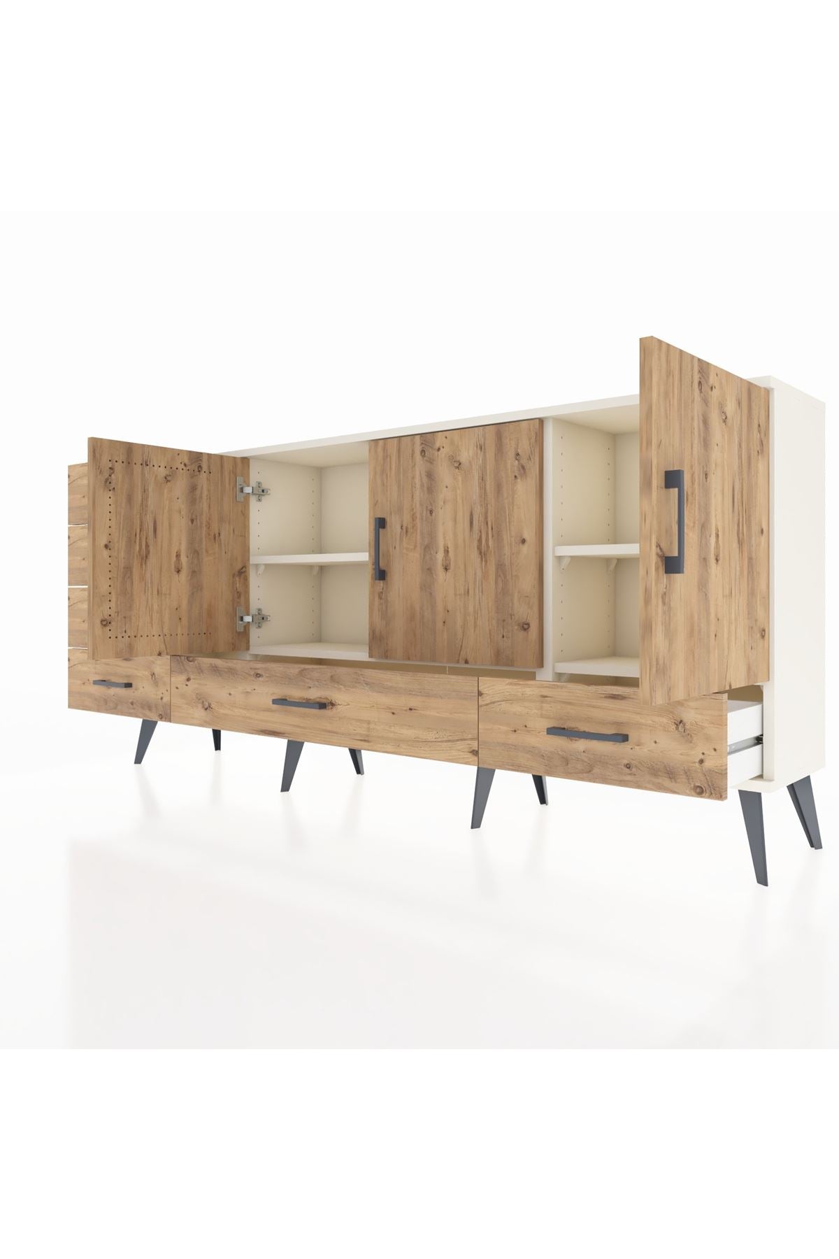 Arges Konsol 4 Raflı 6 Çekmeceli 3 Kapaklı 176x30x83 - S148M033V03A