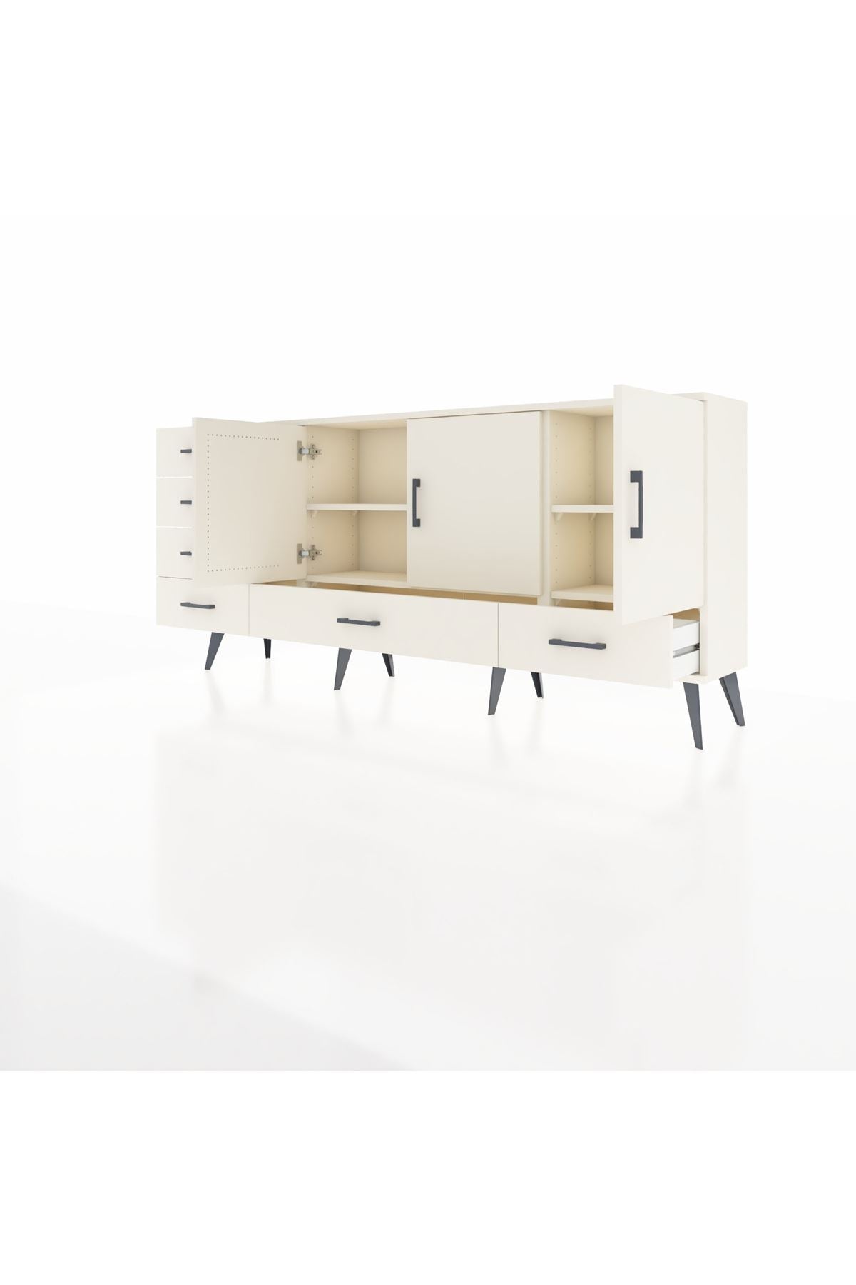 Arges Konsol 4 Raflı 6 Çekmeceli 3 Kapaklı 176x30x83 - S148M033V04A