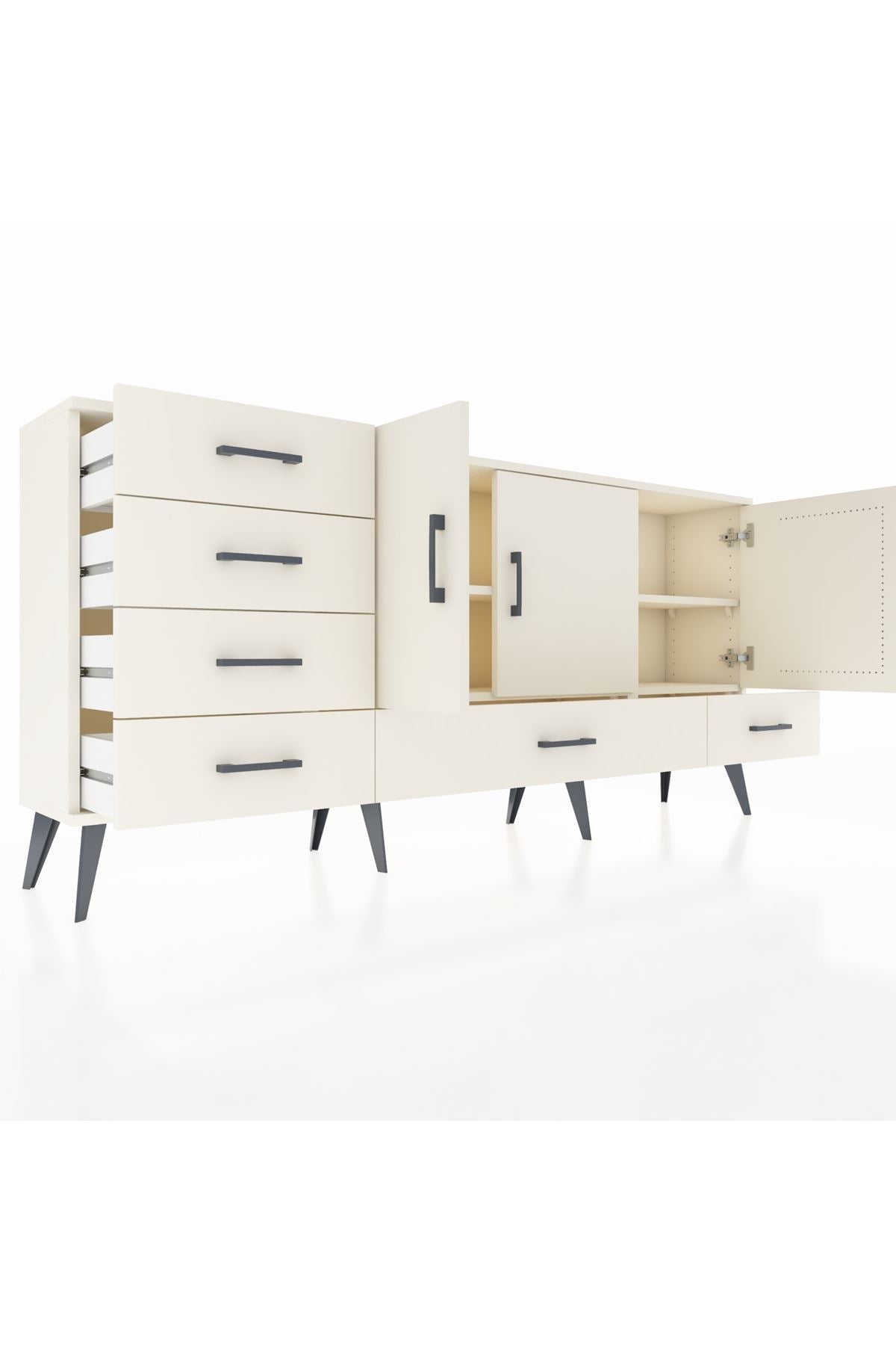 Arges Konsol 4 Raflı 6 Çekmeceli 3 Kapaklı 176x30x83 - S148M033V04A