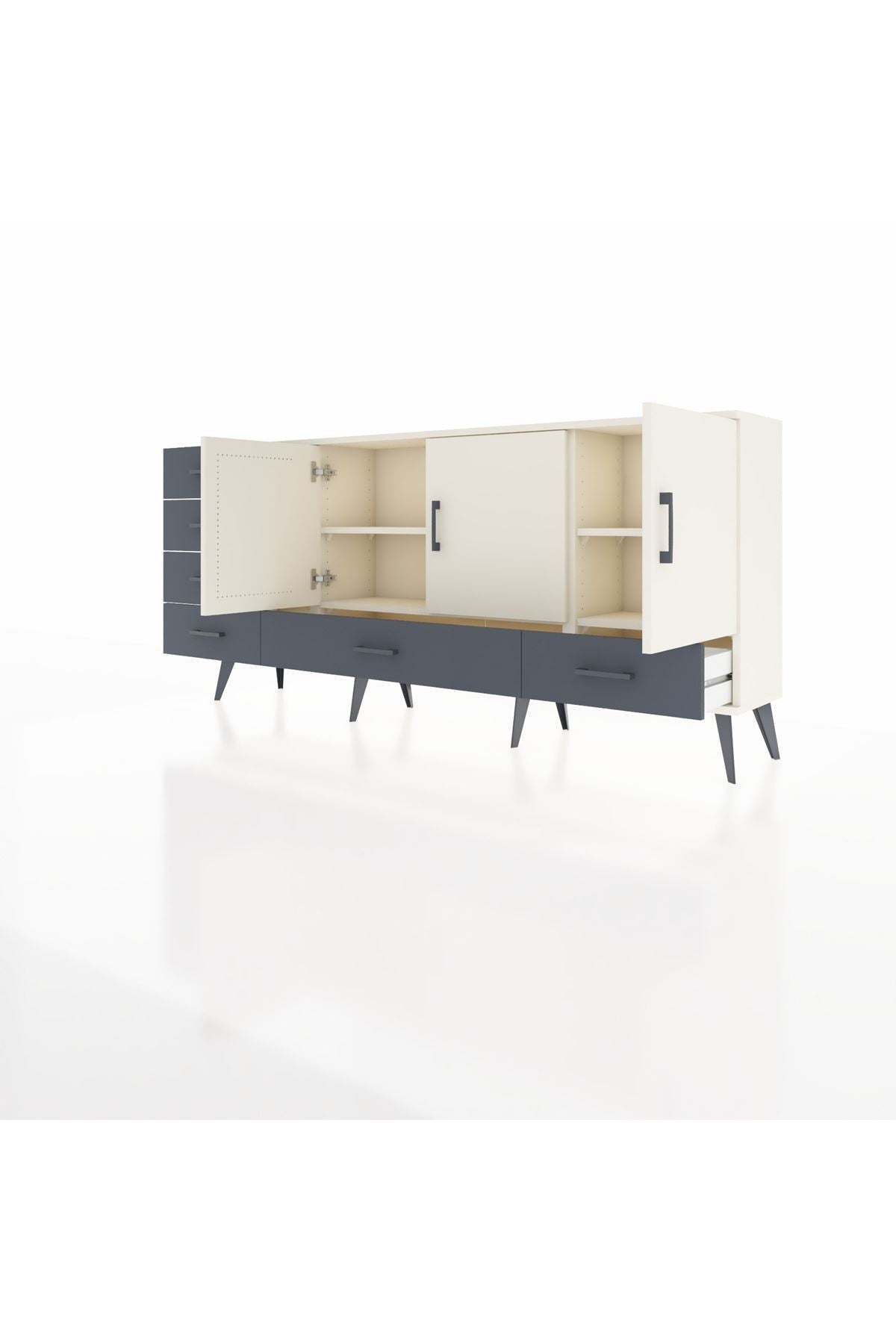 Arges Konsol 4 Raflı 6 Çekmeceli 3 Kapaklı 176x30x83 - S148M033V05A