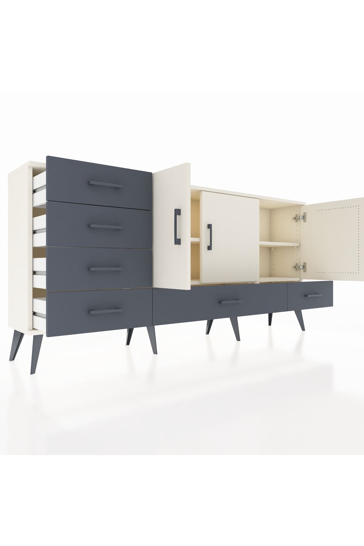 Arges Konsol 4 Raflı 6 Çekmeceli 3 Kapaklı 176x30x83 - S148M033V05A