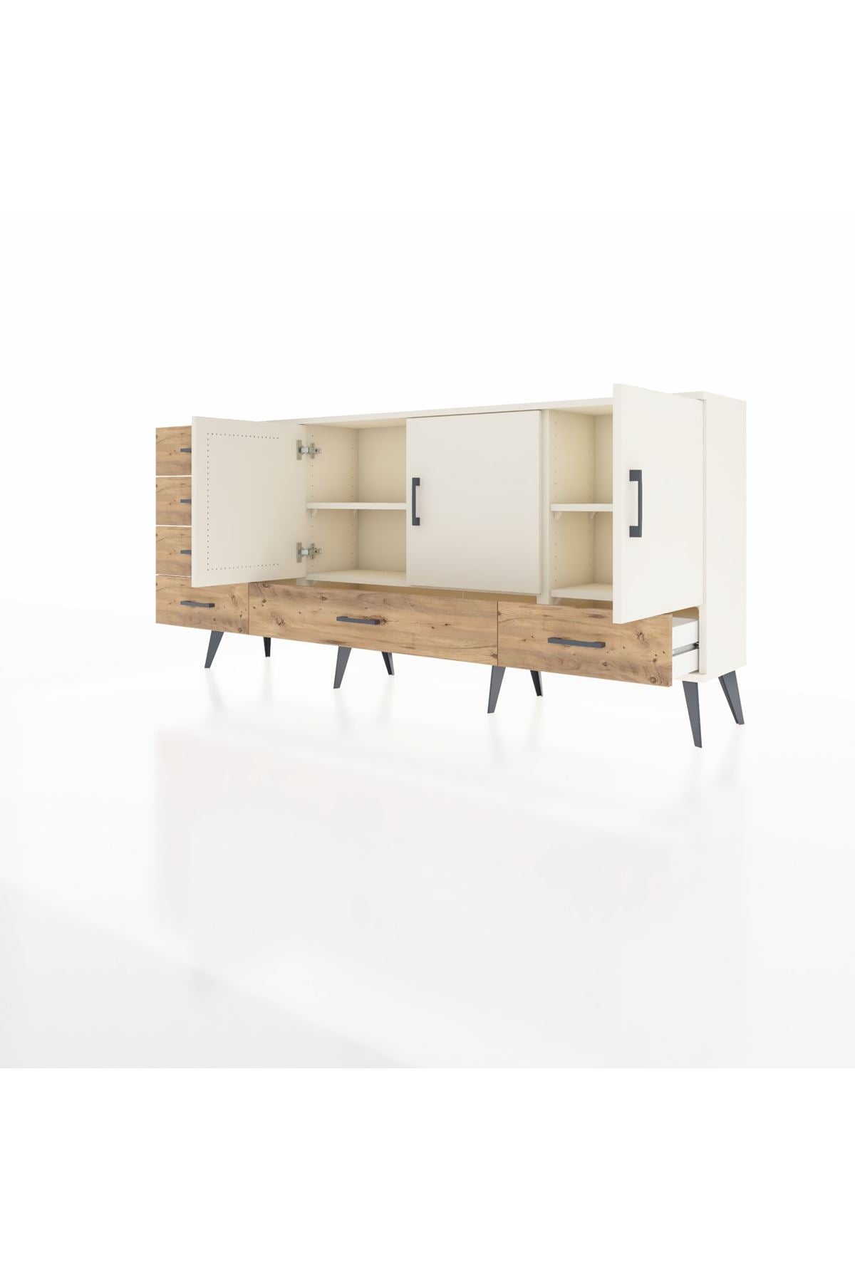 Arges Konsol 4 Raflı 6 Çekmeceli 3 Kapaklı 176x30x83 - S148M033V06A