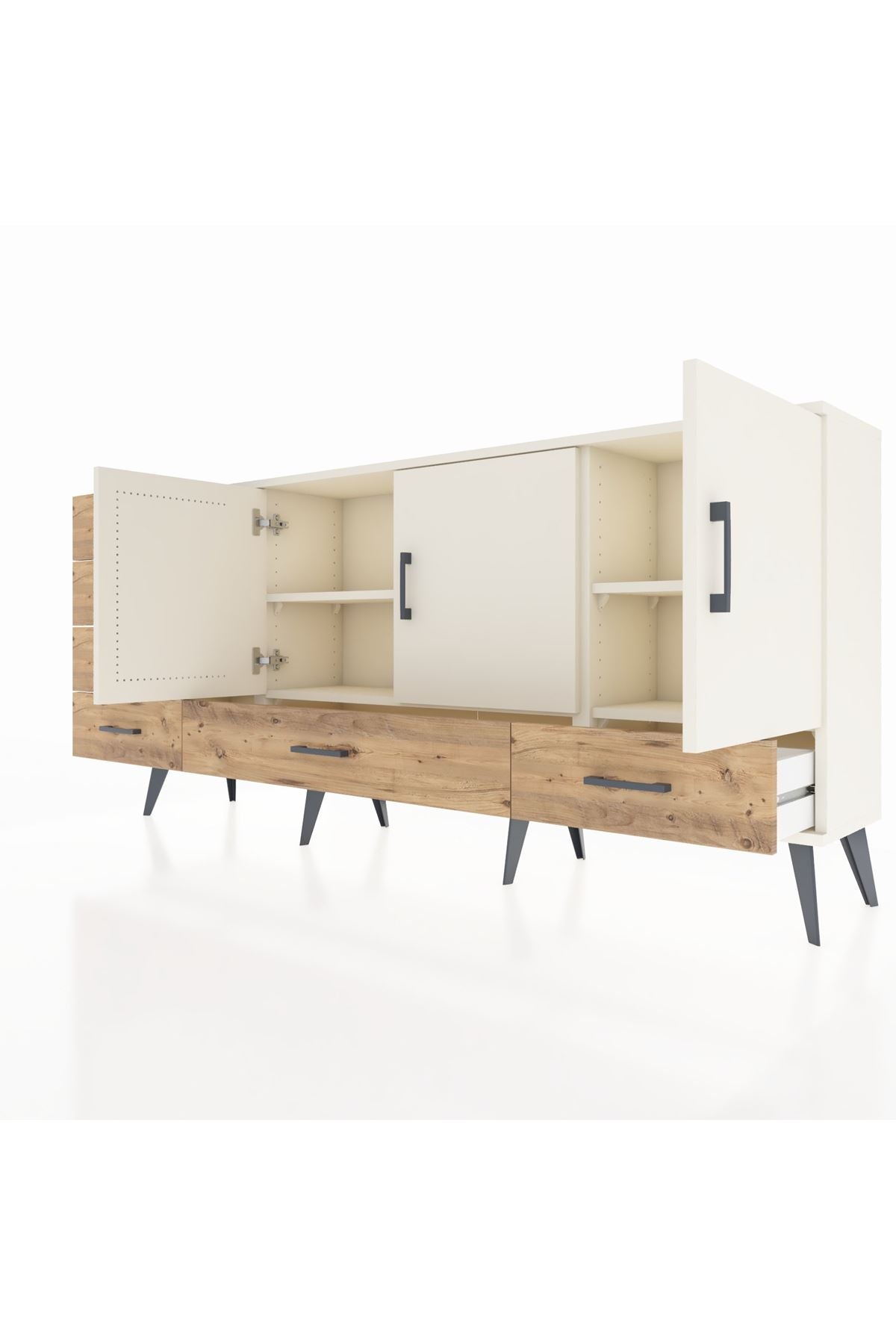 Arges Konsol 4 Raflı 6 Çekmeceli 3 Kapaklı 176x30x83 - S148M033V06A