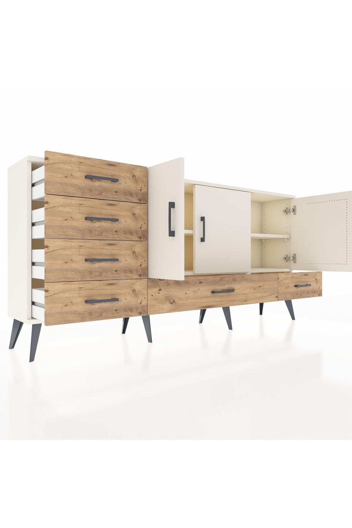 Arges Konsol 4 Raflı 6 Çekmeceli 3 Kapaklı 176x30x83 - S148M033V06A