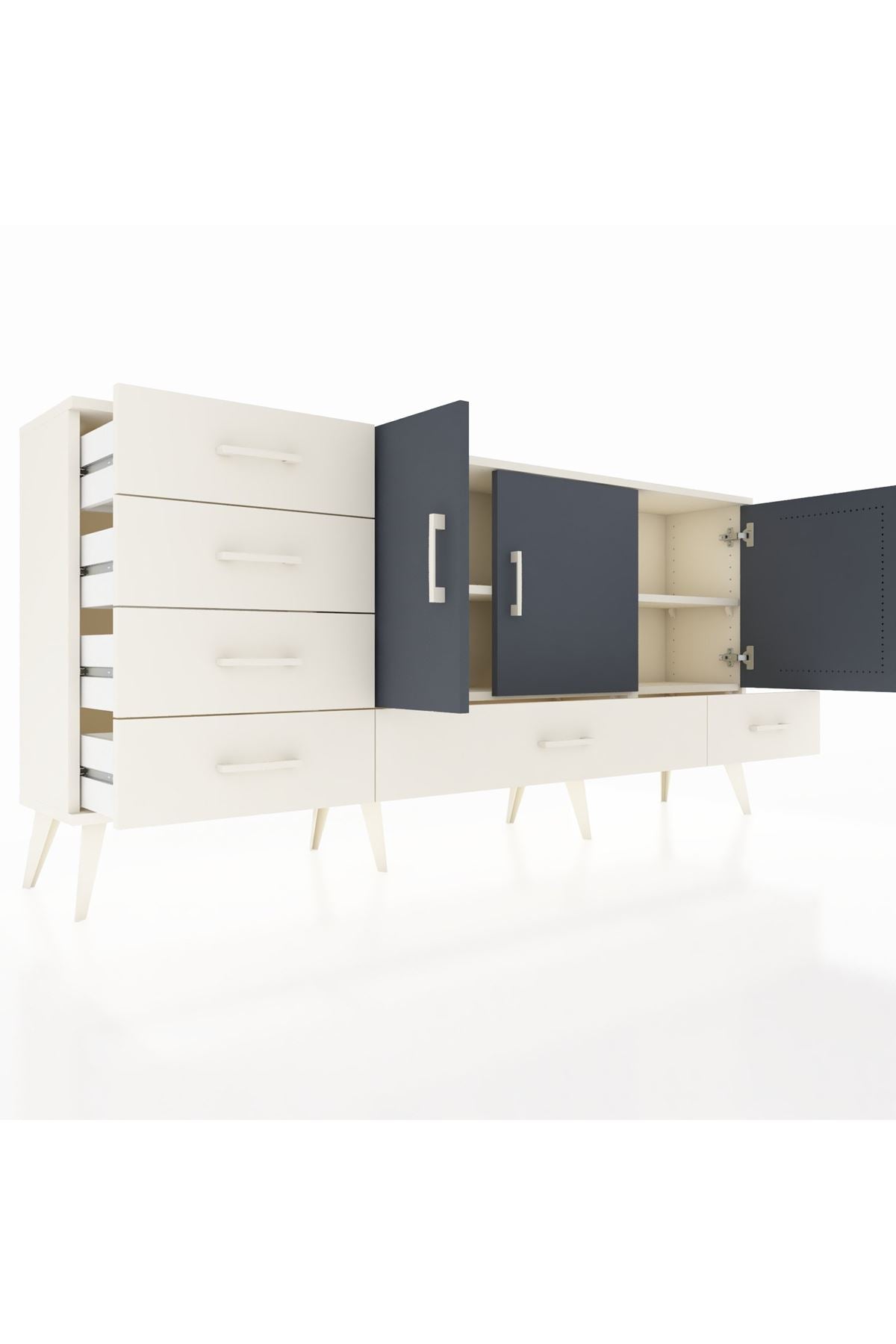 Arges Konsol 4 Raflı 6 Çekmeceli 3 Kapaklı 176x30x83 - S148M033V07A