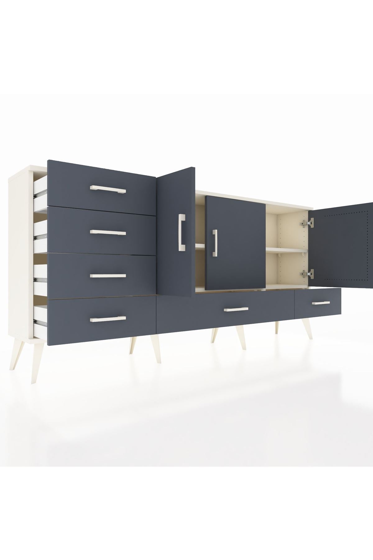 Arges Konsol 4 Raflı 6 Çekmeceli 3 Kapaklı 176x30x83 - S148M033V08A