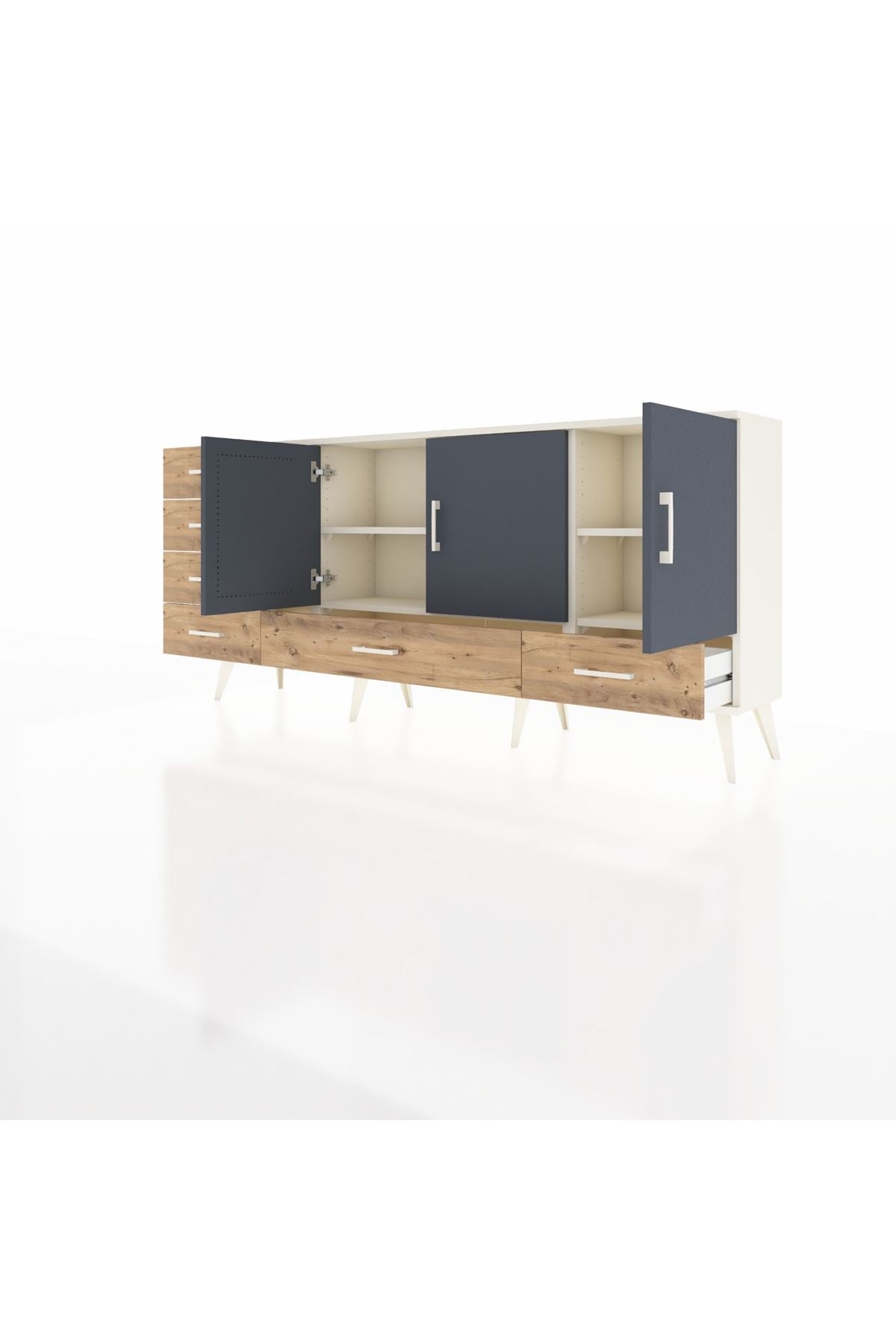 Arges Konsol 4 Raflı 6 Çekmeceli 3 Kapaklı 176x30x83 - S148M033V09A