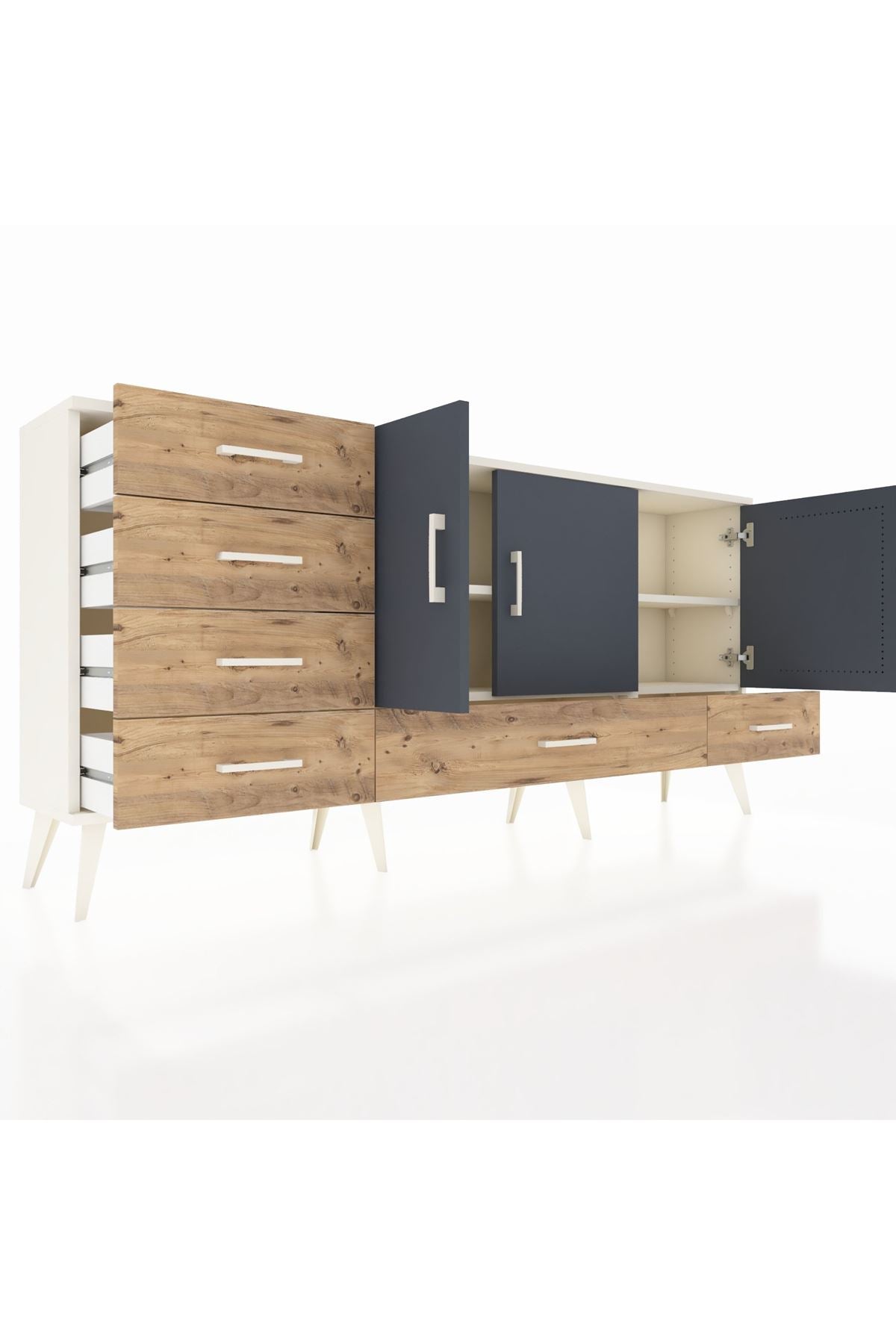 Arges Konsol 4 Raflı 6 Çekmeceli 3 Kapaklı 176x30x83 - S148M033V09A