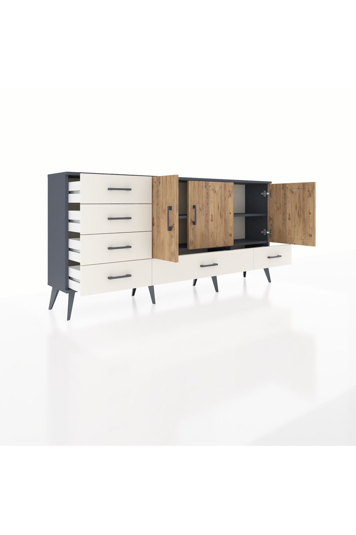 Arges Konsol 4 Raflı 6 Çekmeceli 3 Kapaklı 176x30x83 - S148M033V10A