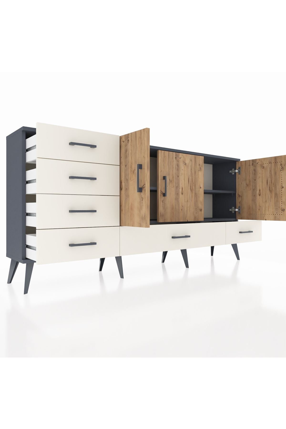 Arges Konsol 4 Raflı 6 Çekmeceli 3 Kapaklı 176x30x83 - S148M033V10A