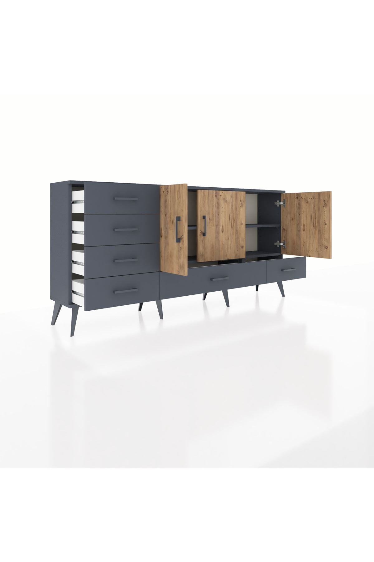 Arges Konsol 4 Raflı 6 Çekmeceli 3 Kapaklı 176x30x83 - S148M033V11A