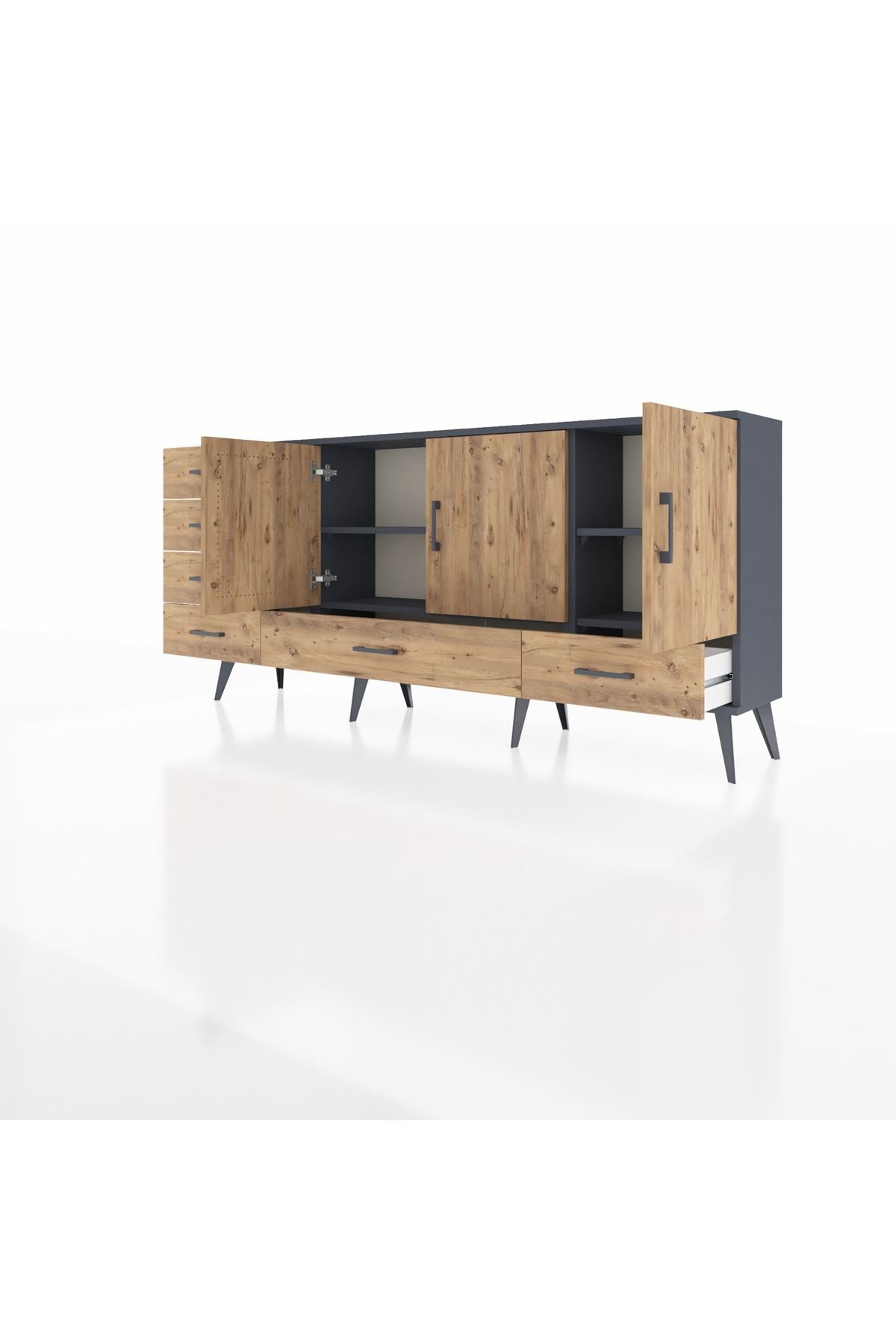 Arges Konsol 4 Raflı 6 Çekmeceli 3 Kapaklı 176x30x83 - S148M033V12A