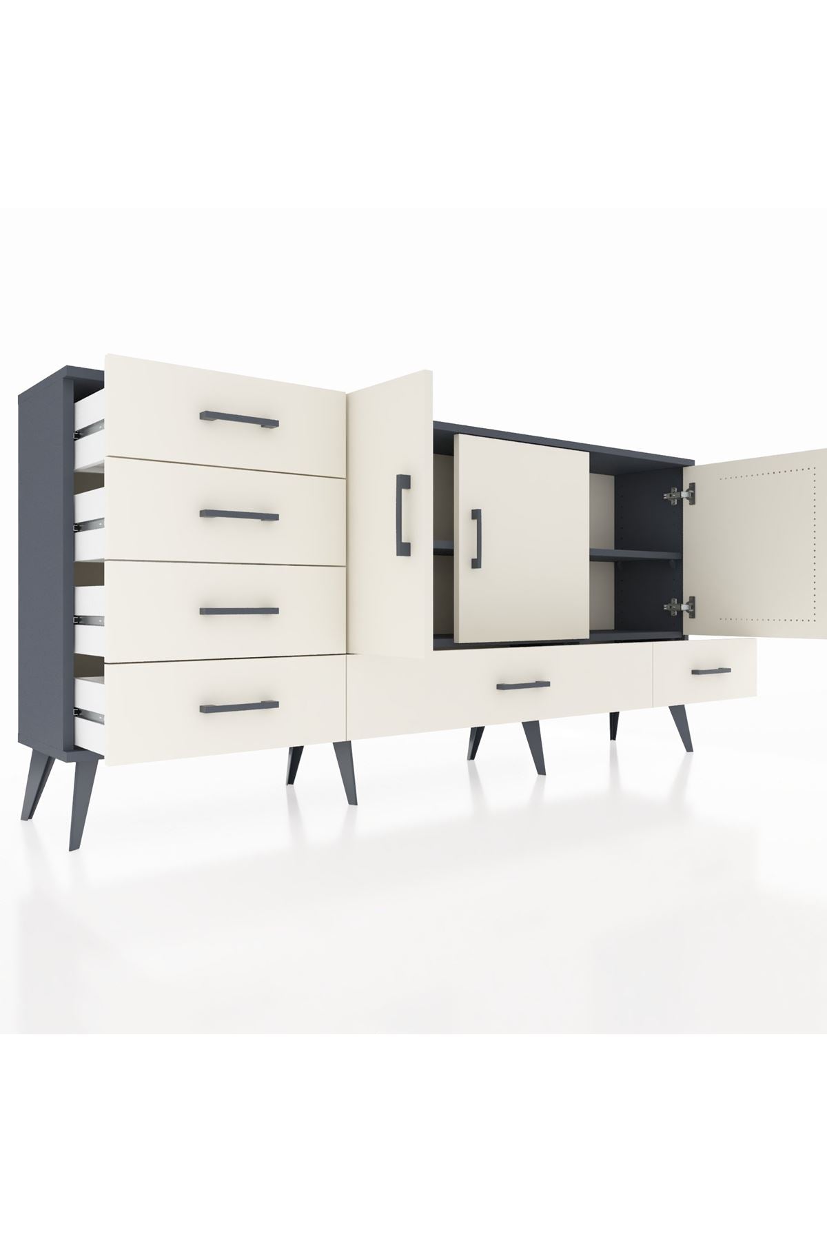 Arges Konsol 4 Raflı 6 Çekmeceli 3 Kapaklı 176x30x83 - S148M033V13A