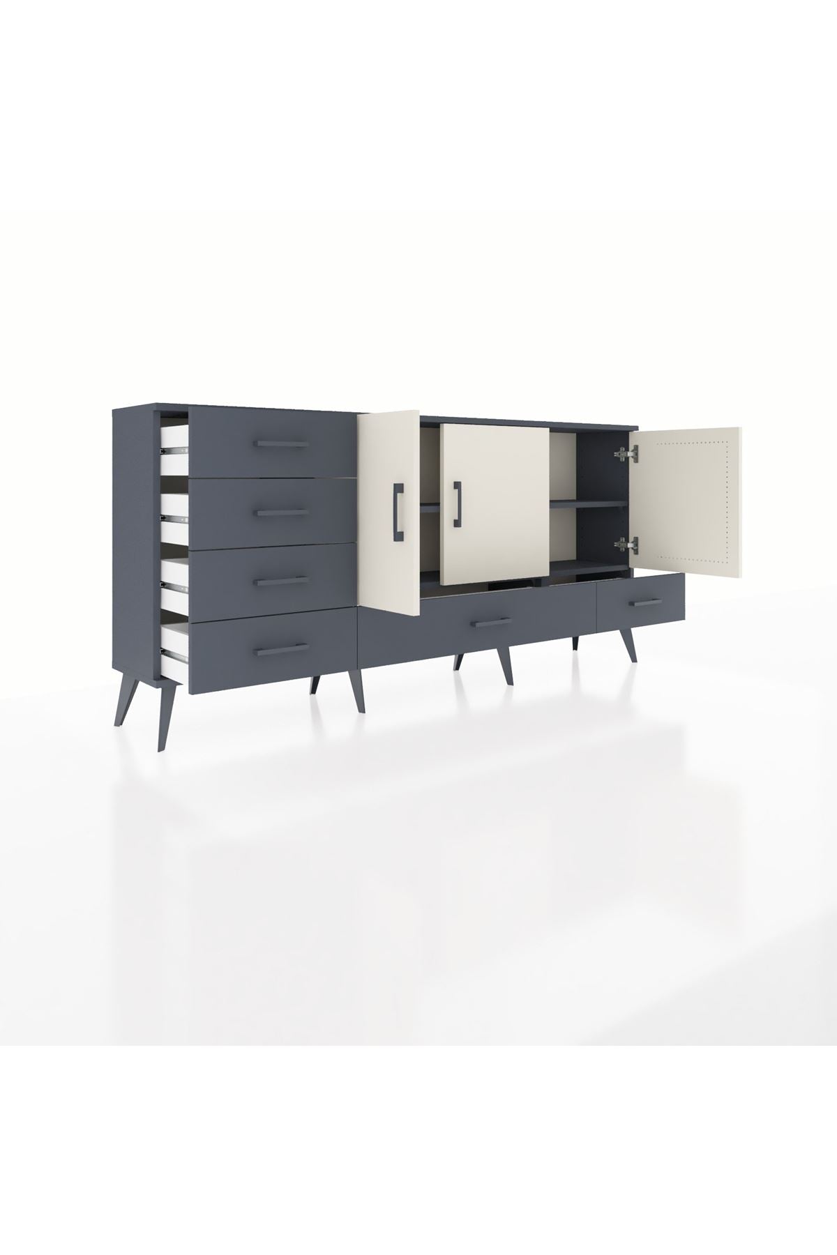 Arges Konsol 4 Raflı 6 Çekmeceli 3 Kapaklı 176x30x83 - S148M033V14A