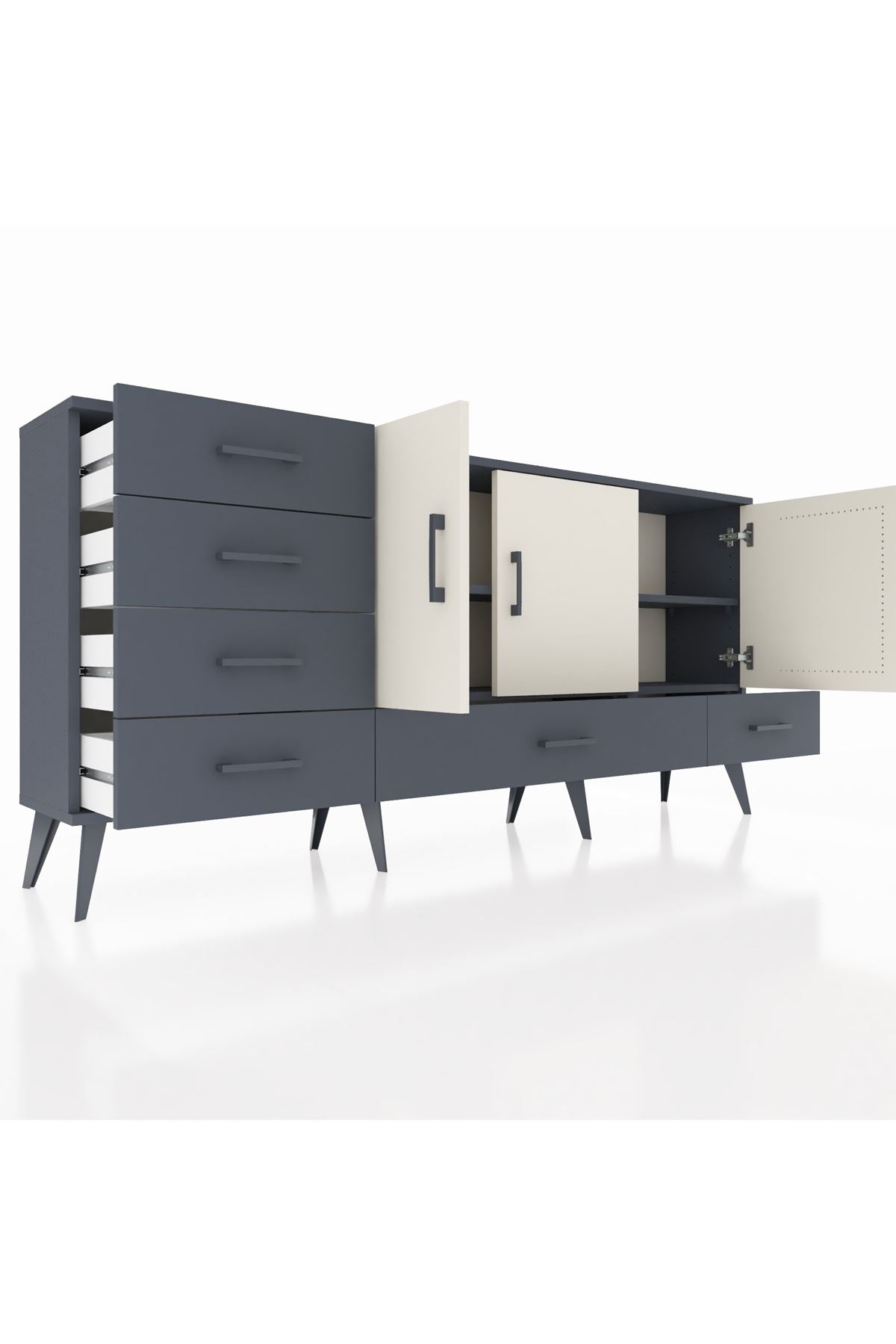 Arges Konsol 4 Raflı 6 Çekmeceli 3 Kapaklı 176x30x83 - S148M033V14A