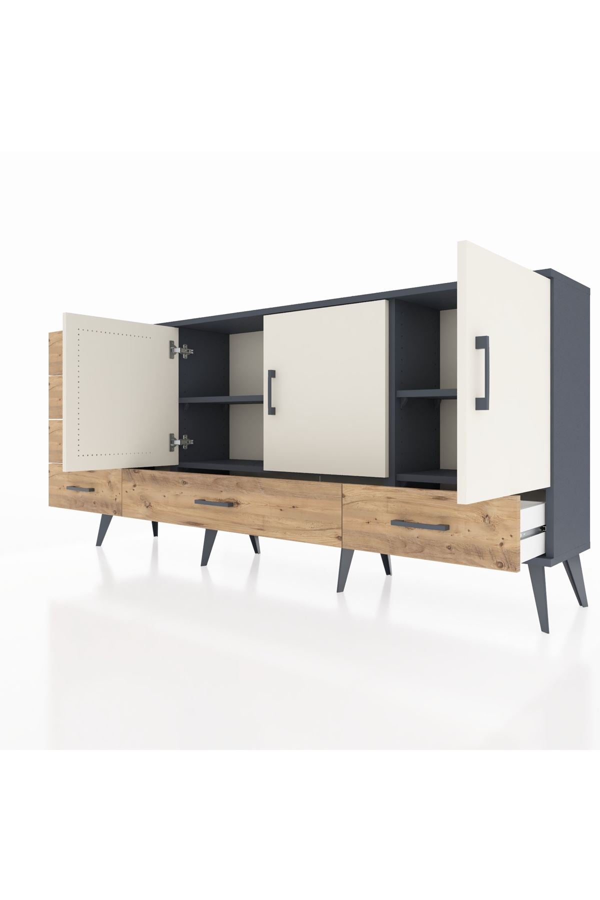 Arges Konsol 4 Raflı 6 Çekmeceli 3 Kapaklı 176x30x83 - S148M033V15A