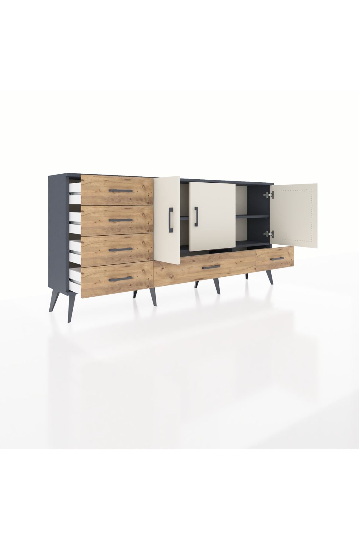 Arges Konsol 4 Raflı 6 Çekmeceli 3 Kapaklı 176x30x83 - S148M033V15A