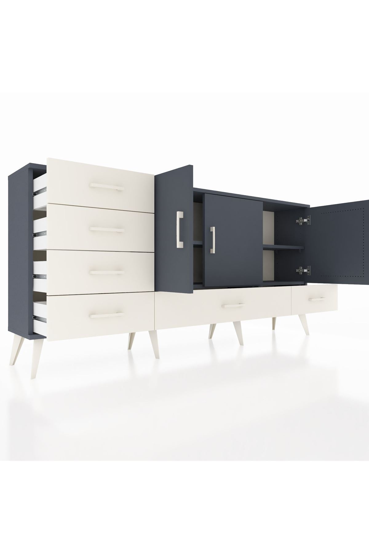 Arges Konsol 4 Raflı 6 Çekmeceli 3 Kapaklı 176x30x83 - S148M033V16A