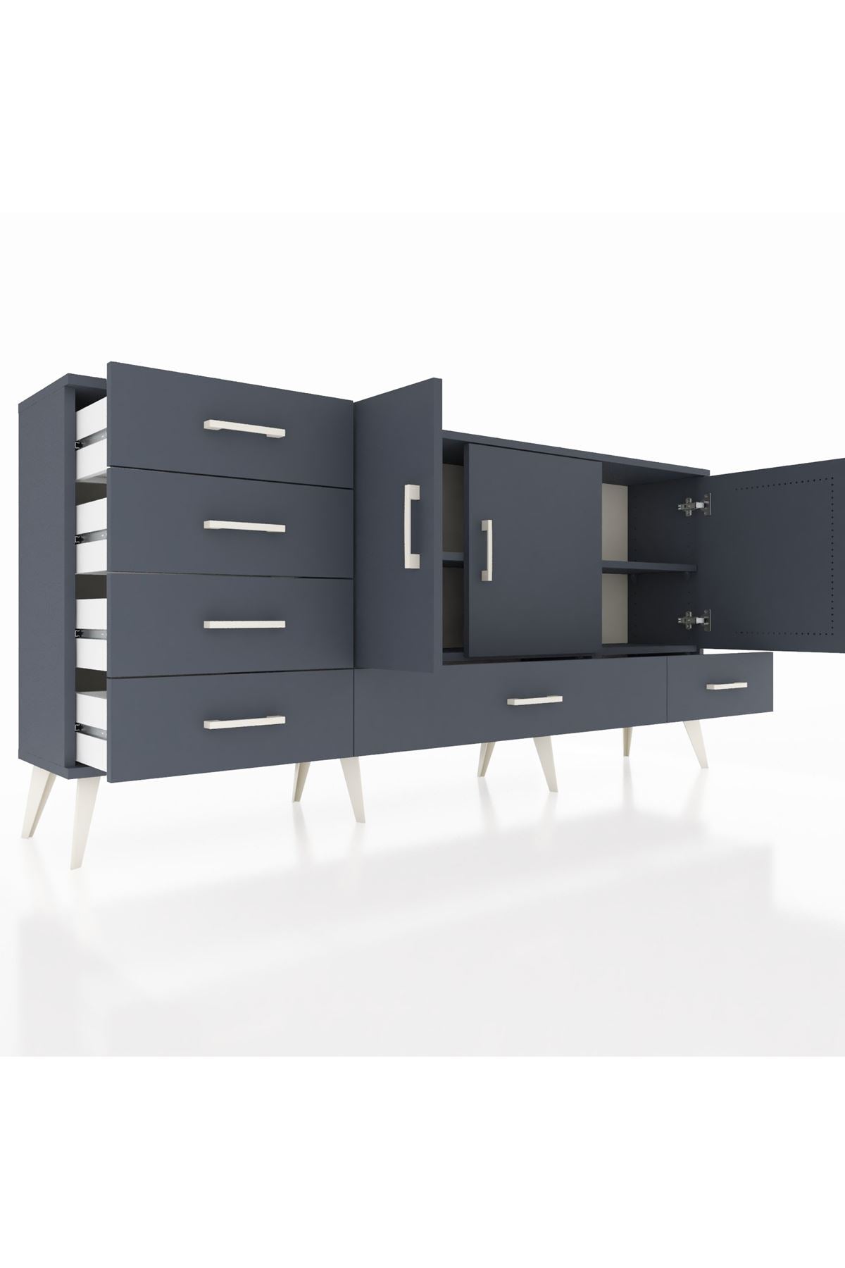 Arges Konsol 4 Raflı 6 Çekmeceli 3 Kapaklı 176x30x83 - S148M033V17A