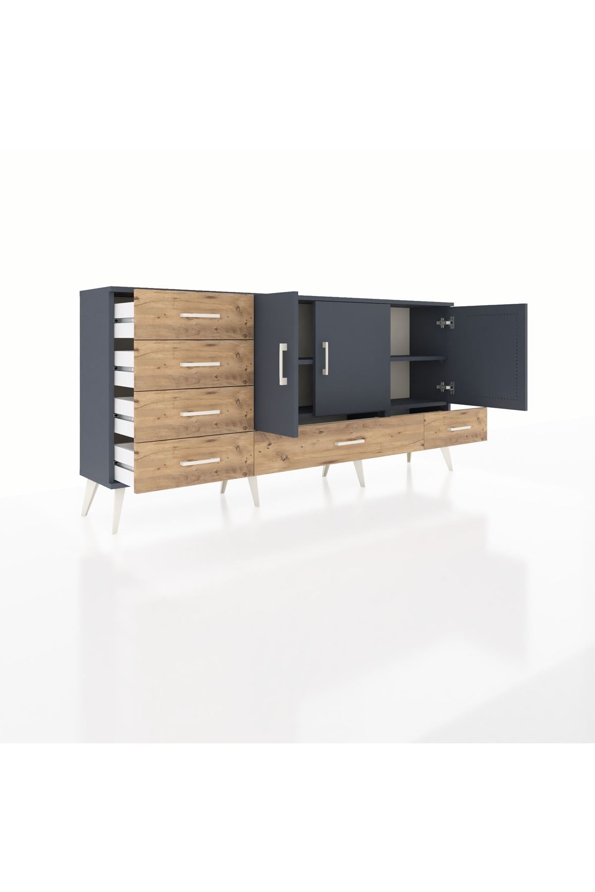 Arges Konsol 4 Raflı 6 Çekmeceli 3 Kapaklı 176x30x83 - S148M033V18A