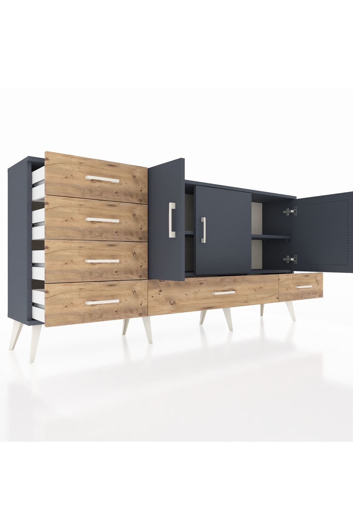 Arges Konsol 4 Raflı 6 Çekmeceli 3 Kapaklı 176x30x83 - S148M033V18A