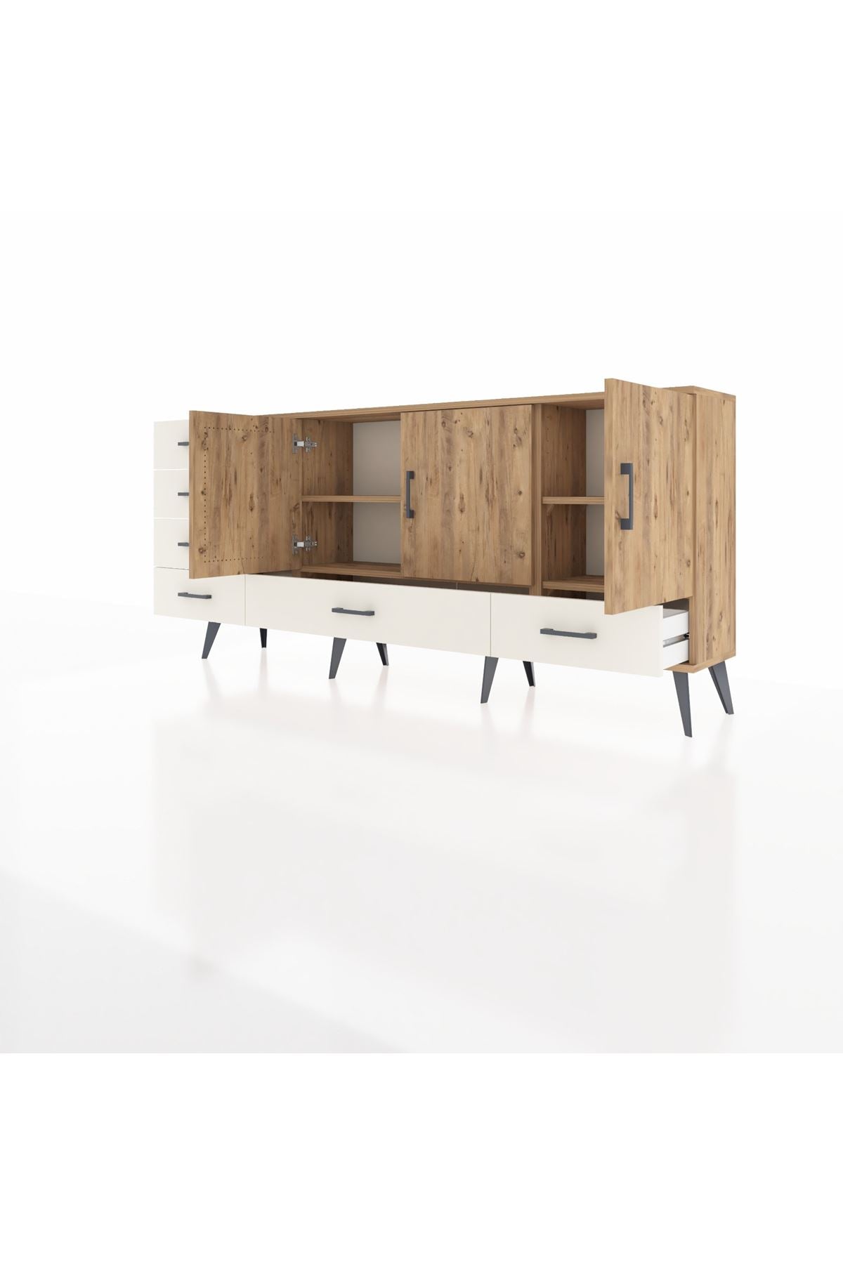 Arges Konsol 4 Raflı 6 Çekmeceli 3 Kapaklı 176x30x83 - S148M033V19A