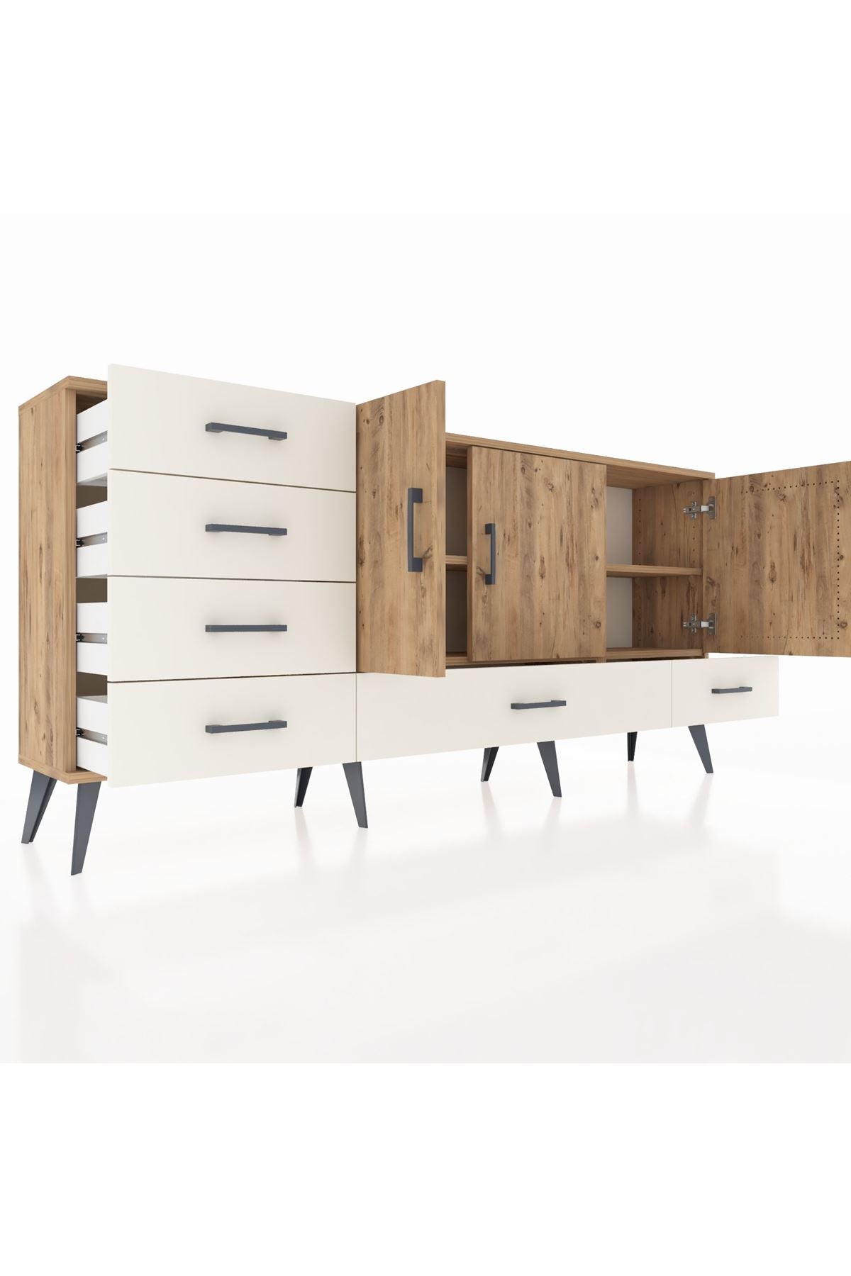 Arges Konsol 4 Raflı 6 Çekmeceli 3 Kapaklı 176x30x83 - S148M033V19A