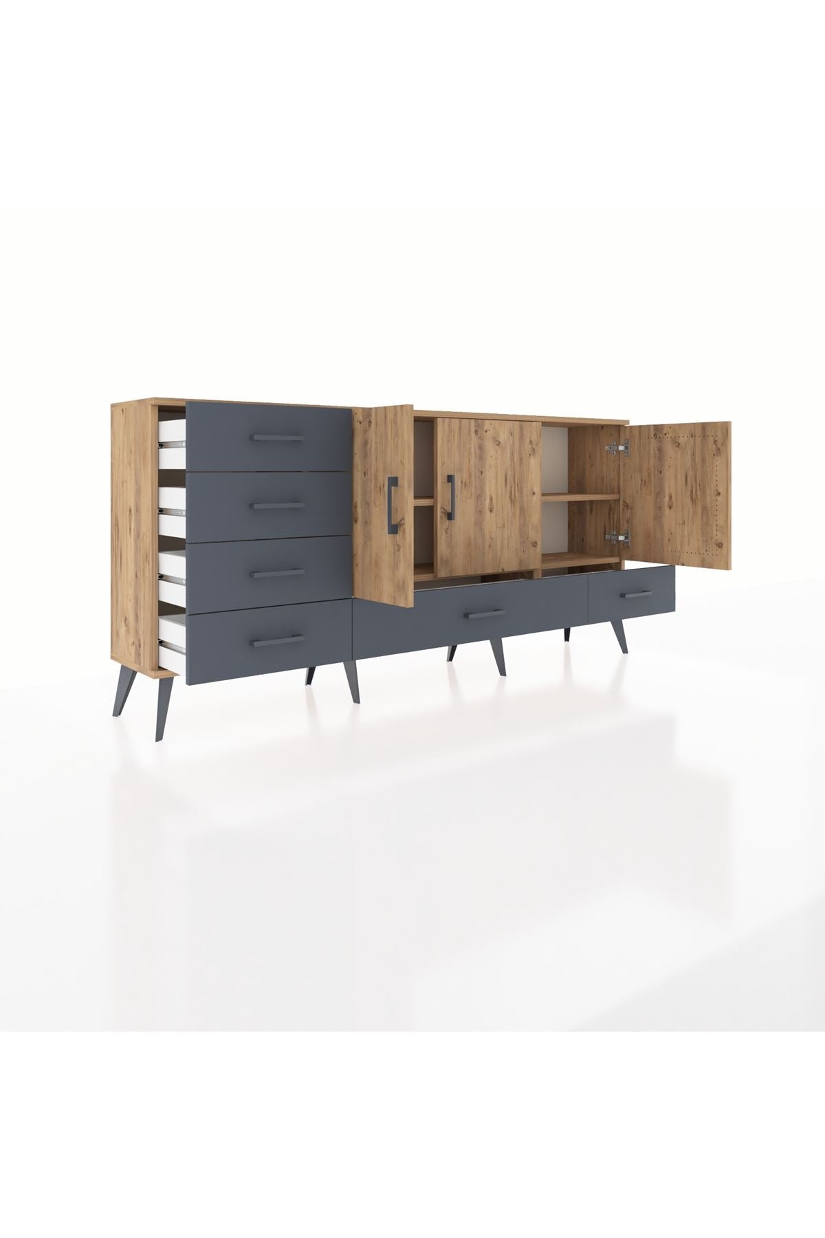 Arges Konsol 4 Raflı 6 Çekmeceli 3 Kapaklı 176x30x83 - S148M033V20A