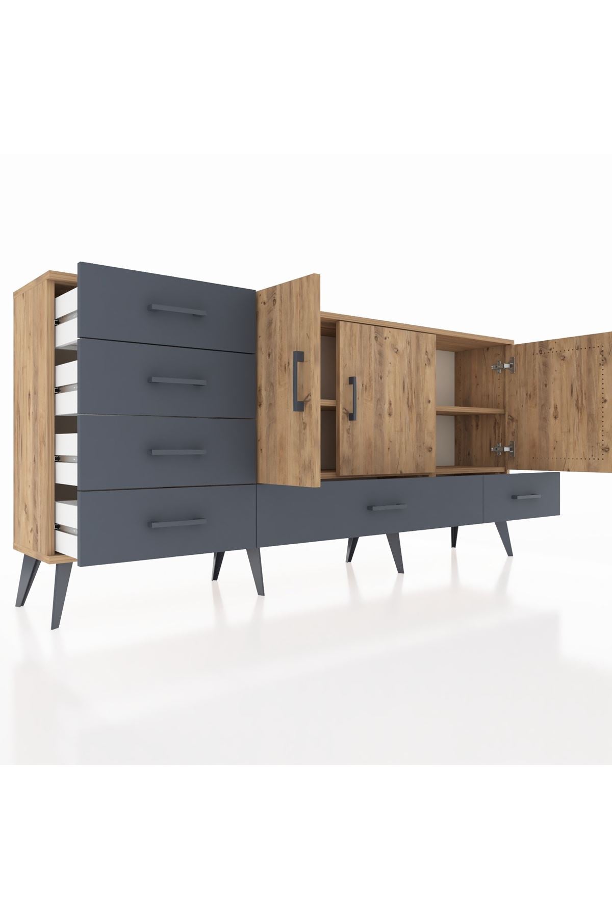 Arges Konsol 4 Raflı 6 Çekmeceli 3 Kapaklı 176x30x83 - S148M033V20A