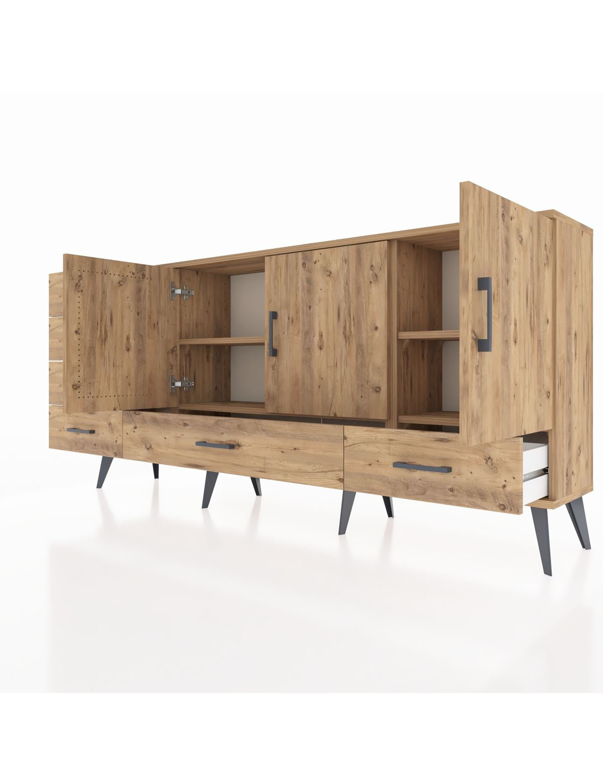 Arges Konsol 4 Raflı 6 Çekmeceli 3 Kapaklı 176x30x83 - S148M033V21A