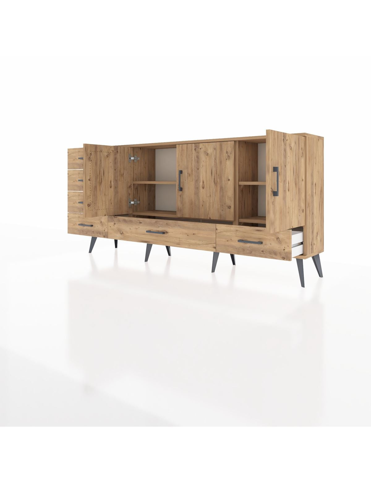 Arges Konsol 4 Raflı 6 Çekmeceli 3 Kapaklı 176x30x83 - S148M033V21A