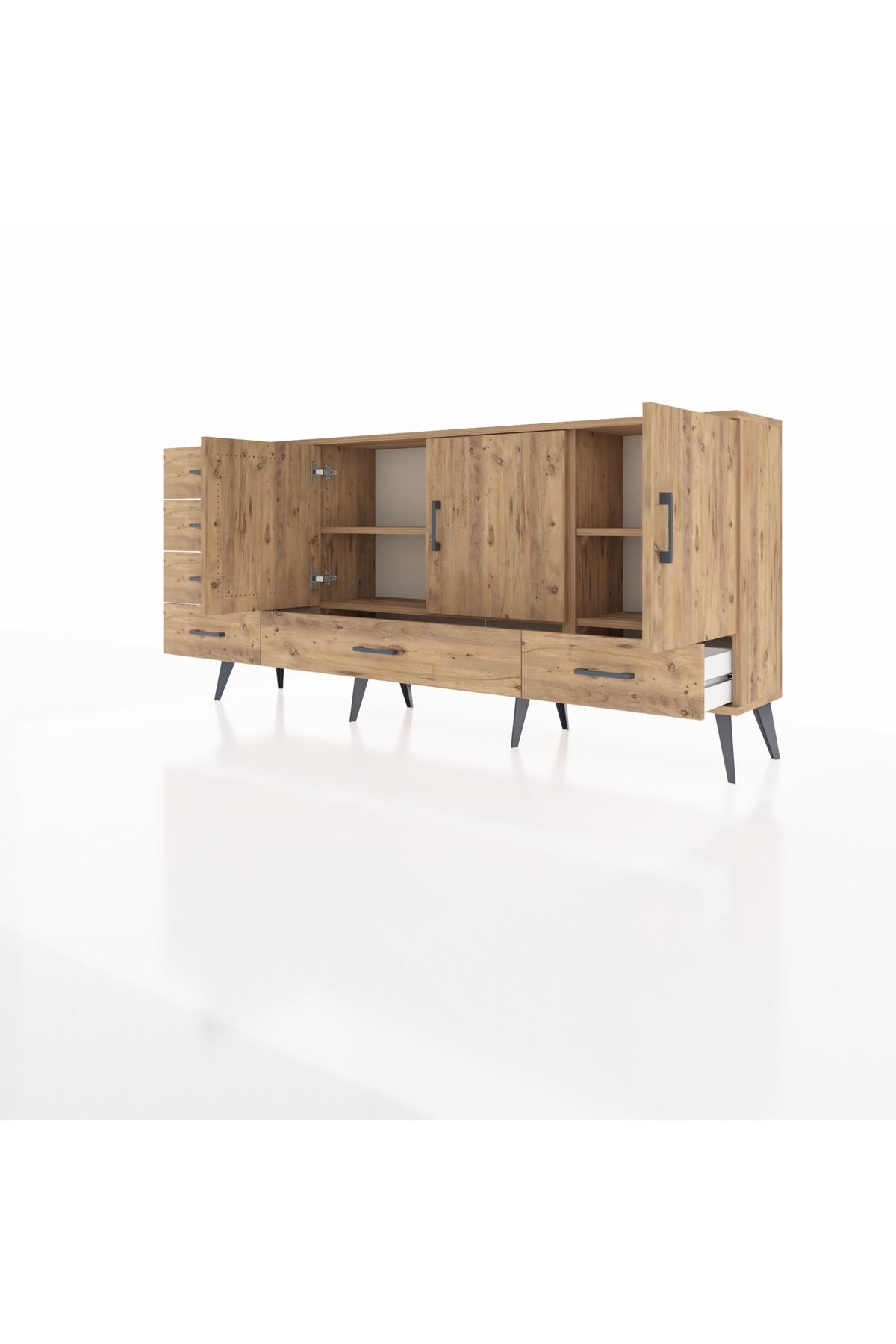 Arges Konsol 4 Raflı 6 Çekmeceli 3 Kapaklı 176x30x83 - S148M033V21A