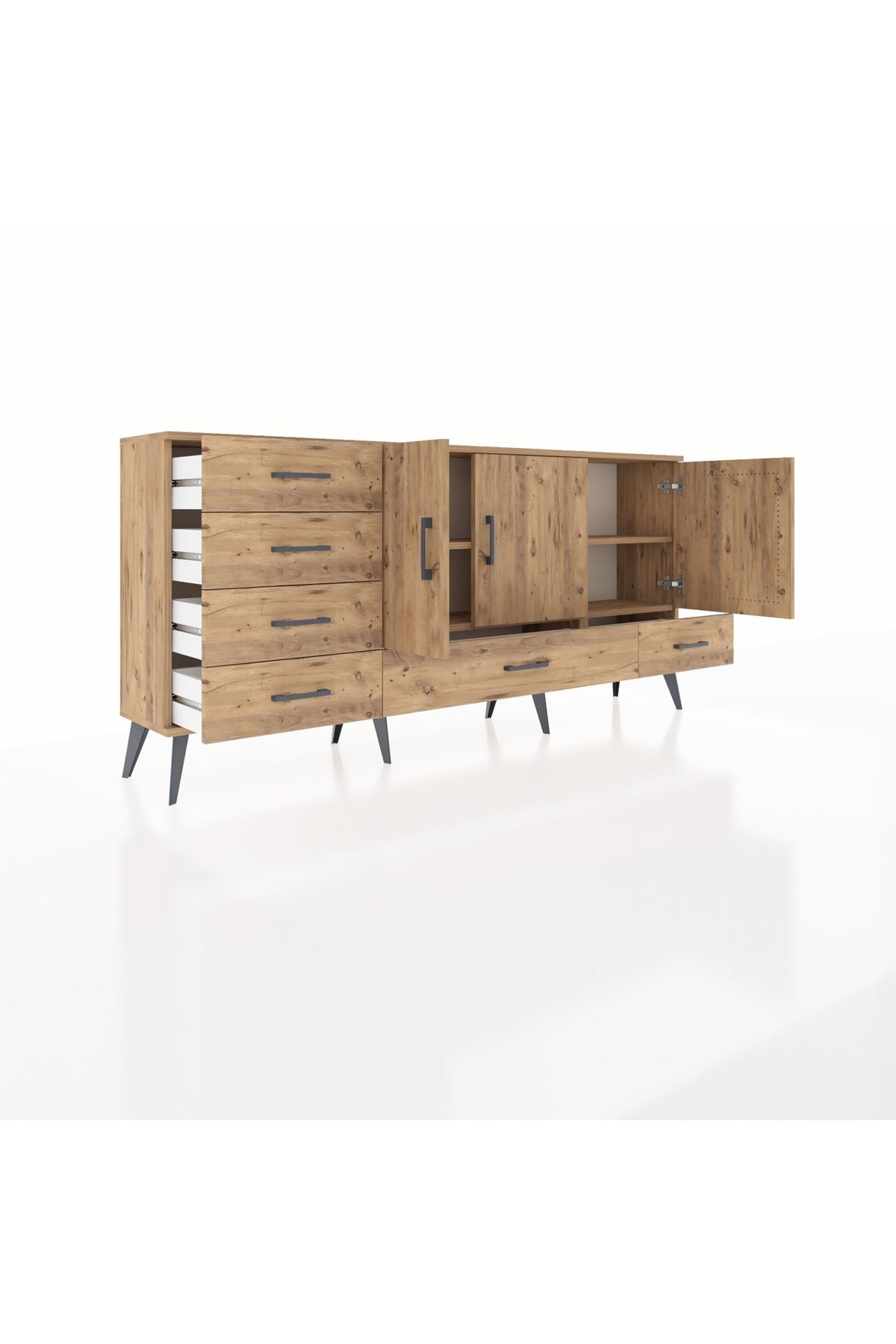 Arges Konsol 4 Raflı 6 Çekmeceli 3 Kapaklı 176x30x83 - S148M033V21A