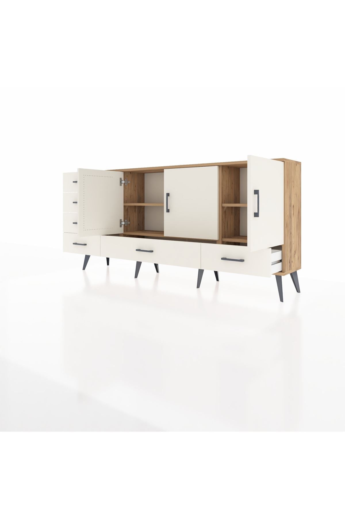 Arges Konsol 4 Raflı 6 Çekmeceli 3 Kapaklı 176x30x83 - S148M033V22A