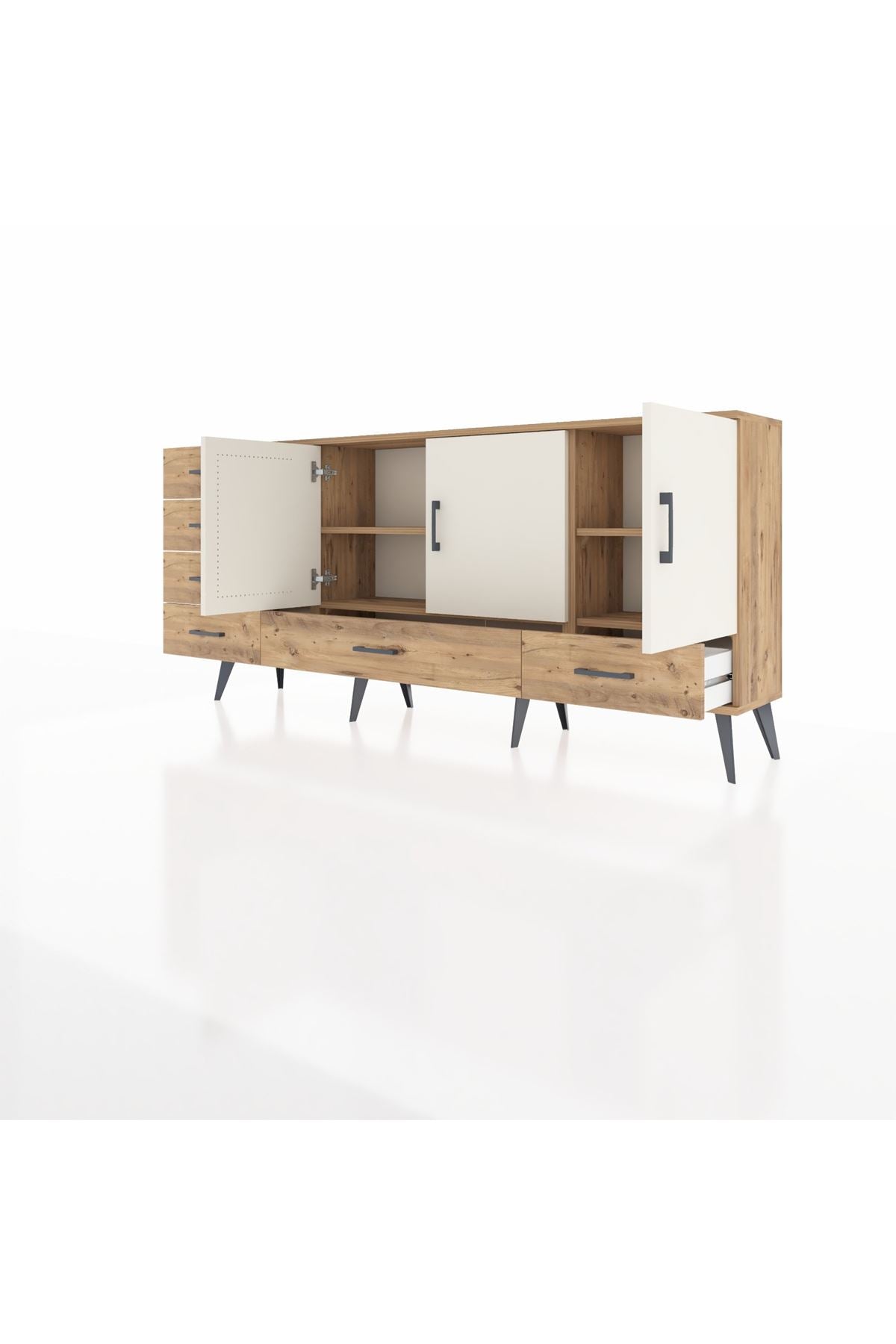 Arges Konsol 4 Raflı 6 Çekmeceli 3 Kapaklı 176x30x83 - S148M033V24A