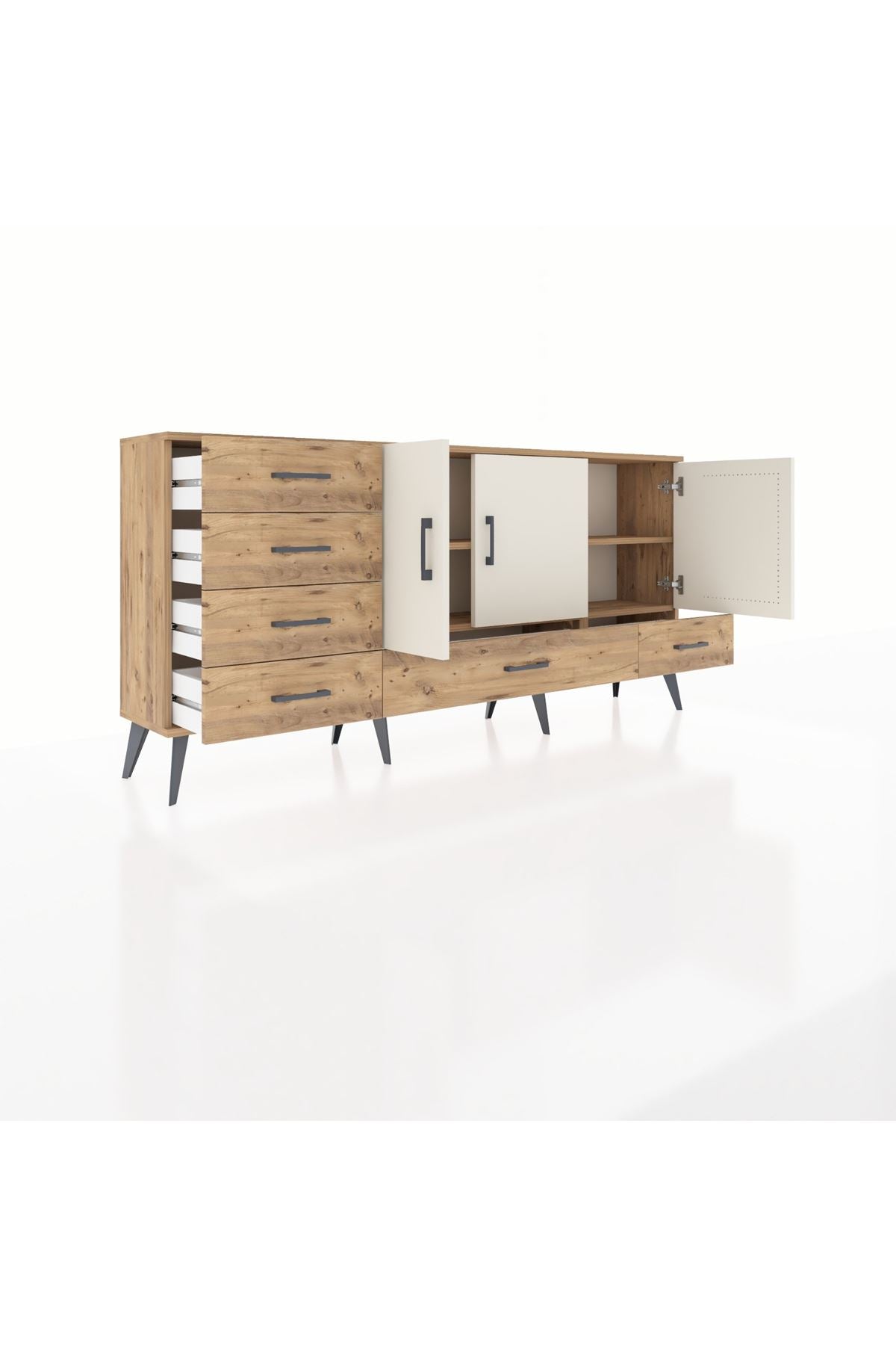 Arges Konsol 4 Raflı 6 Çekmeceli 3 Kapaklı 176x30x83 - S148M033V24A