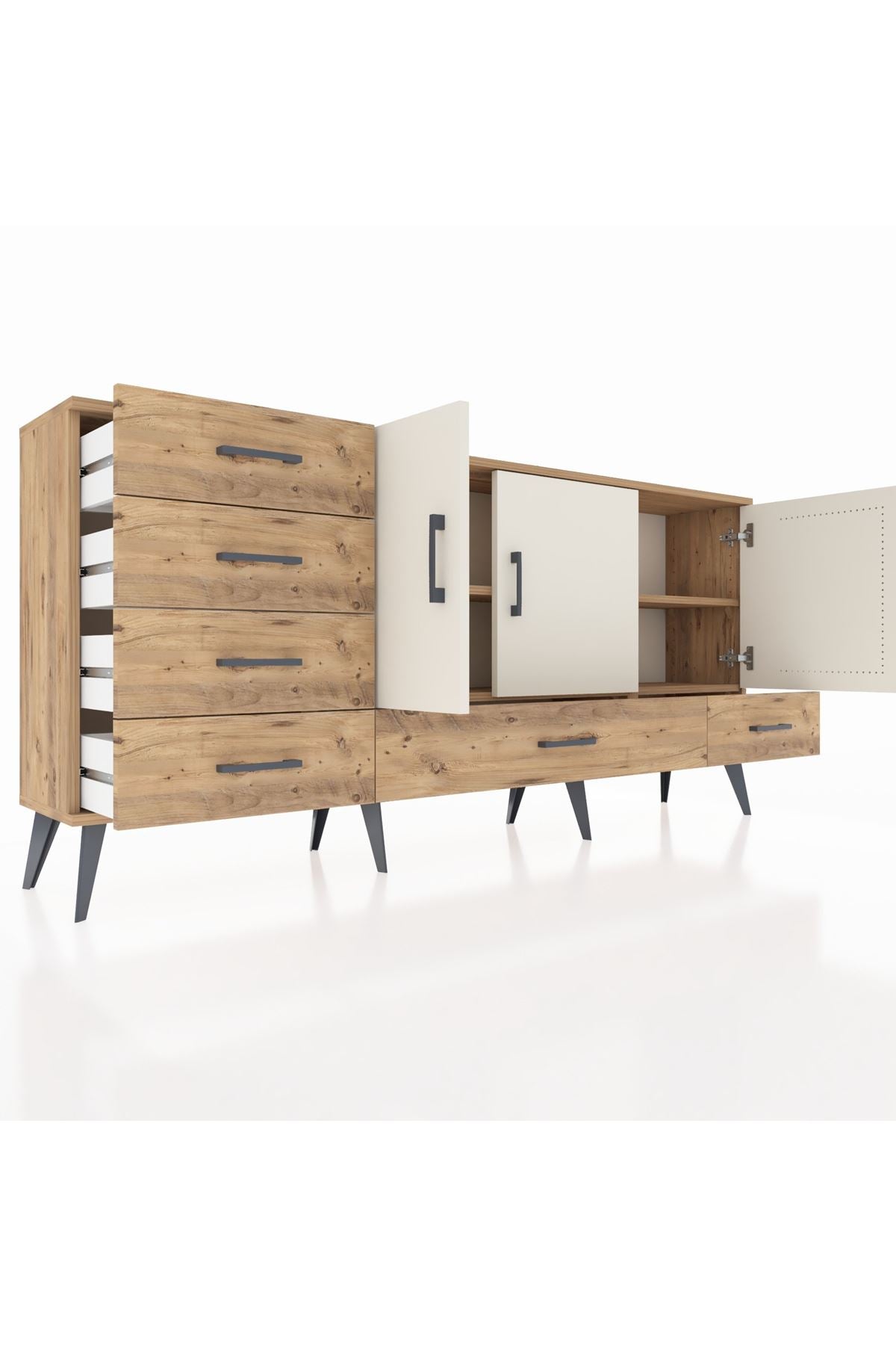 Arges Konsol 4 Raflı 6 Çekmeceli 3 Kapaklı 176x30x83 - S148M033V24A