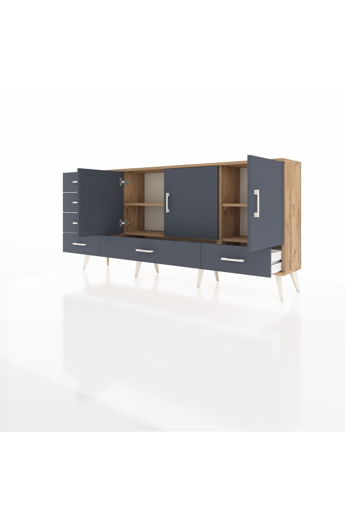 Arges Konsol 4 Raflı 6 Çekmeceli 3 Kapaklı 176x30x83 - S148M033V26A