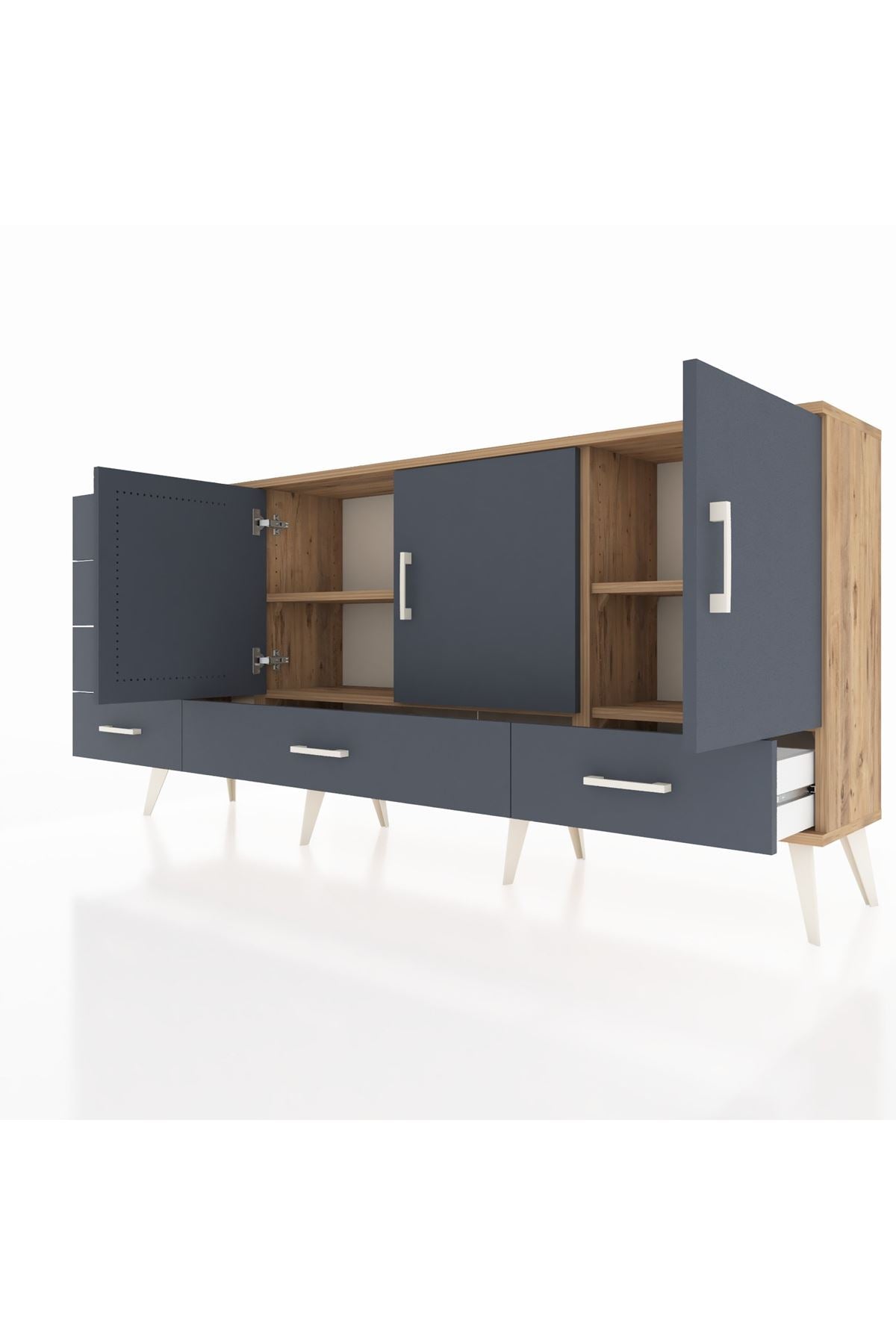 Arges Konsol 4 Raflı 6 Çekmeceli 3 Kapaklı 176x30x83 - S148M033V26A