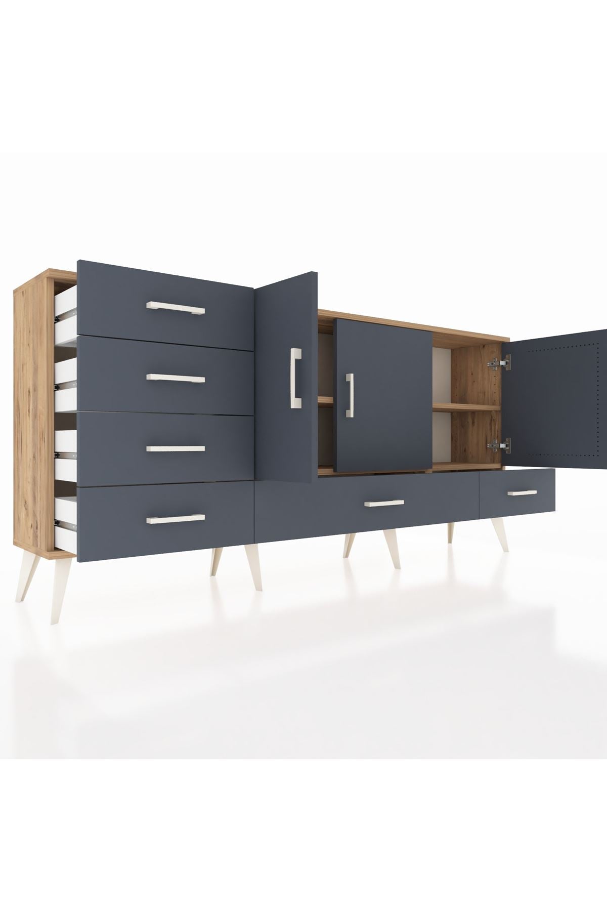 Arges Konsol 4 Raflı 6 Çekmeceli 3 Kapaklı 176x30x83 - S148M033V26A