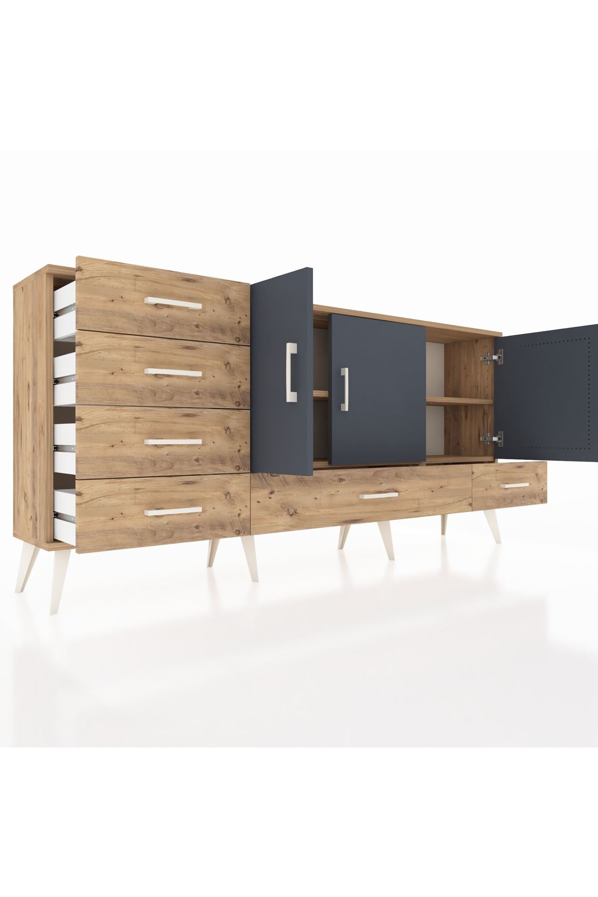 Arges Konsol 4 Raflı 6 Çekmeceli 3 Kapaklı 176x30x83 - S148M033V27A