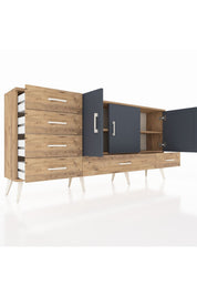 Arges Konsol 4 Raflı 6 Çekmeceli 3 Kapaklı 176x30x83 - S148M033V27A